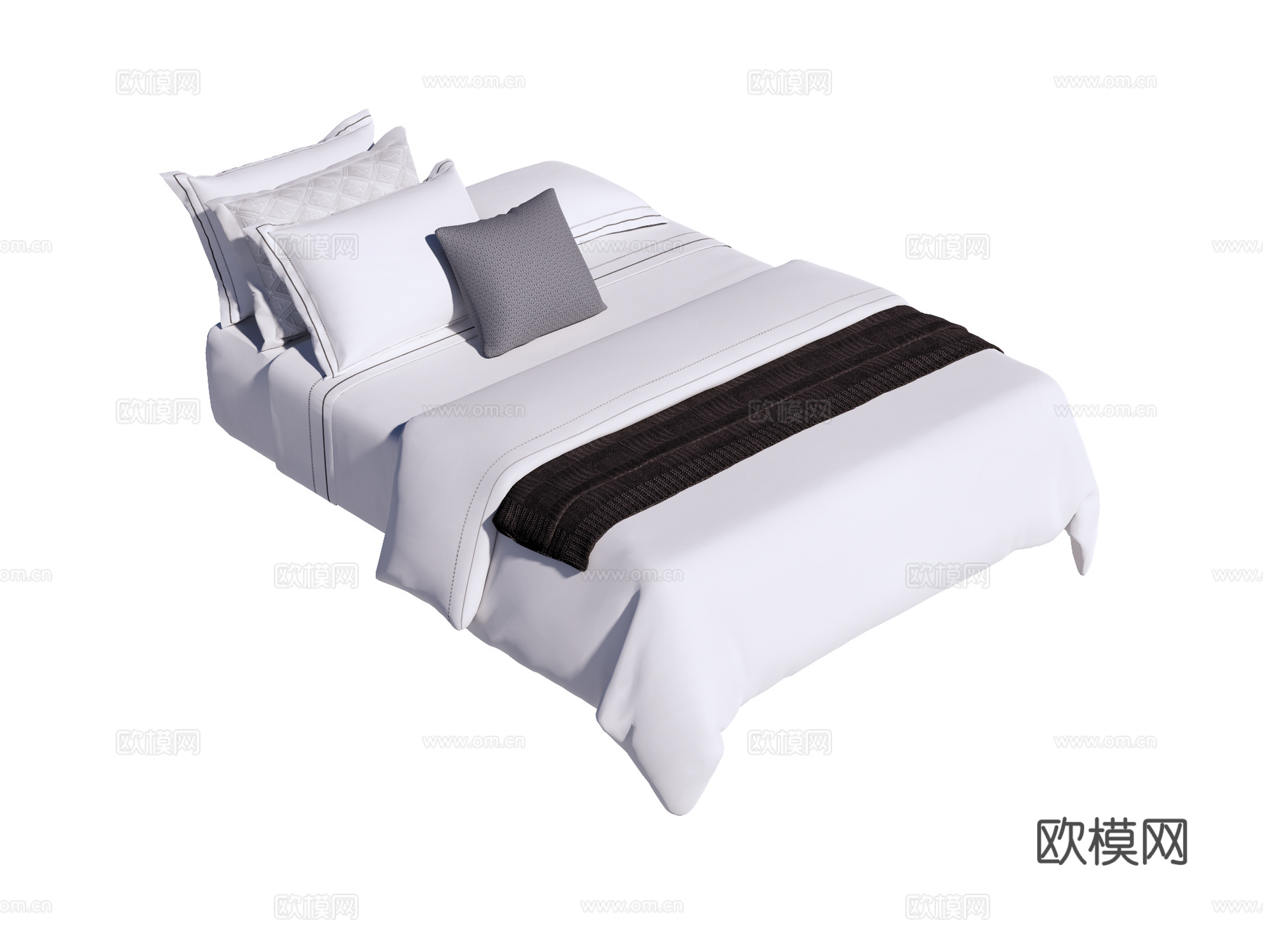 床 双人床 床上四件套su模型