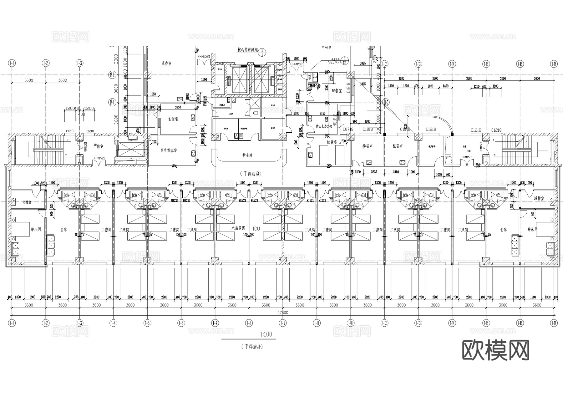 医院病房楼平面图 CAD施工图cad施工图