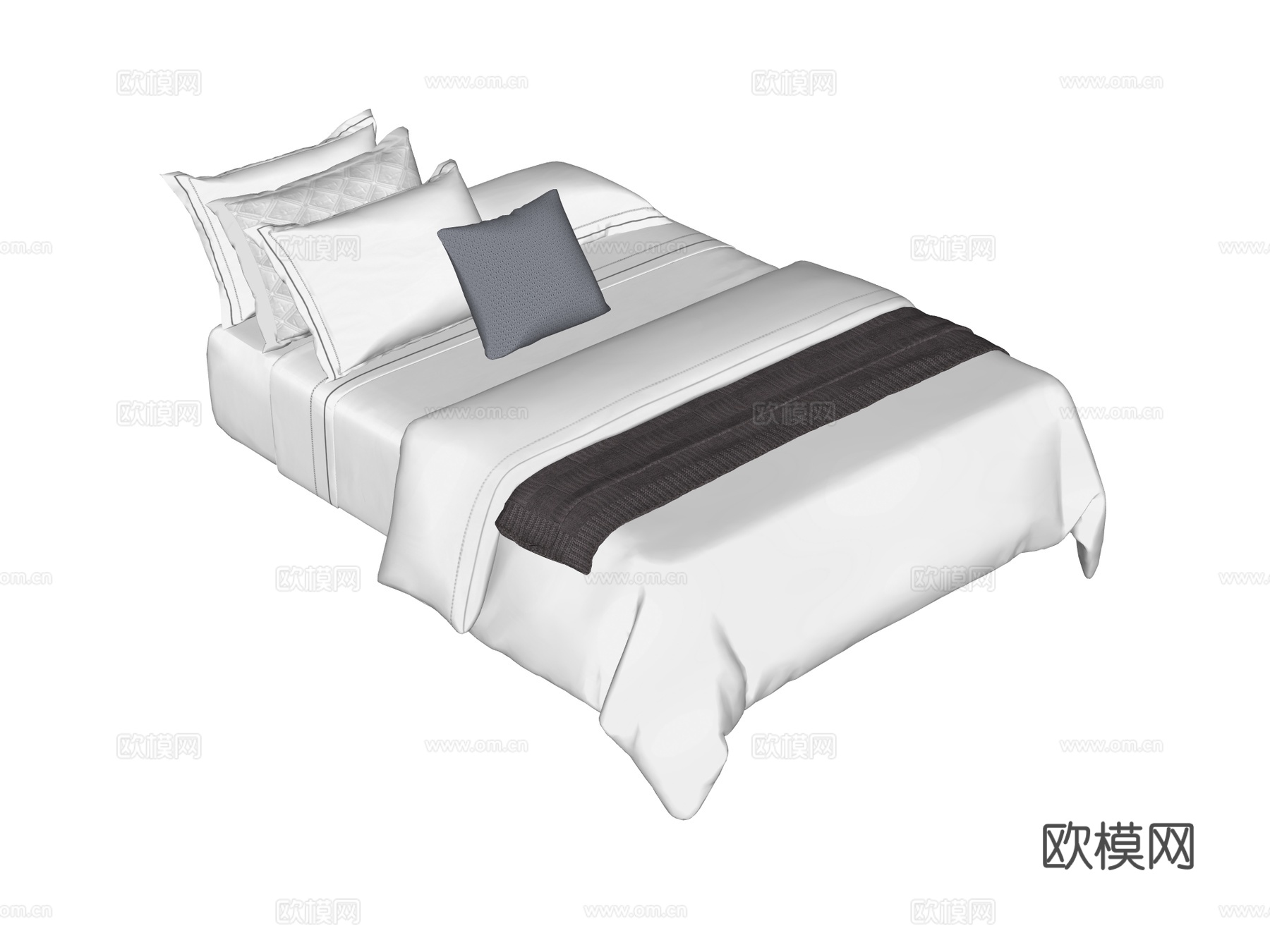 床 双人床 床上四件套su模型
