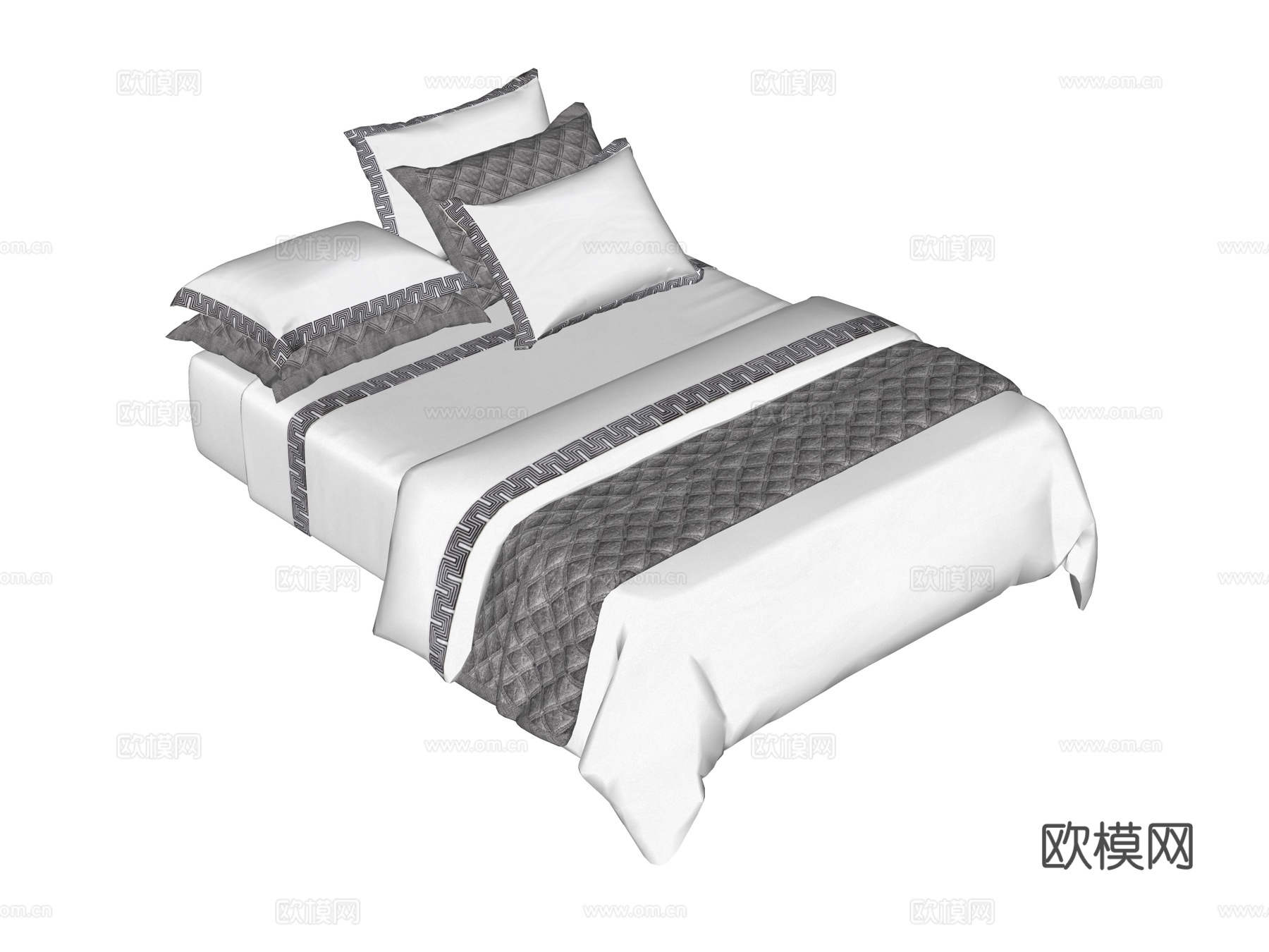 床 双人床 床上四件套su模型