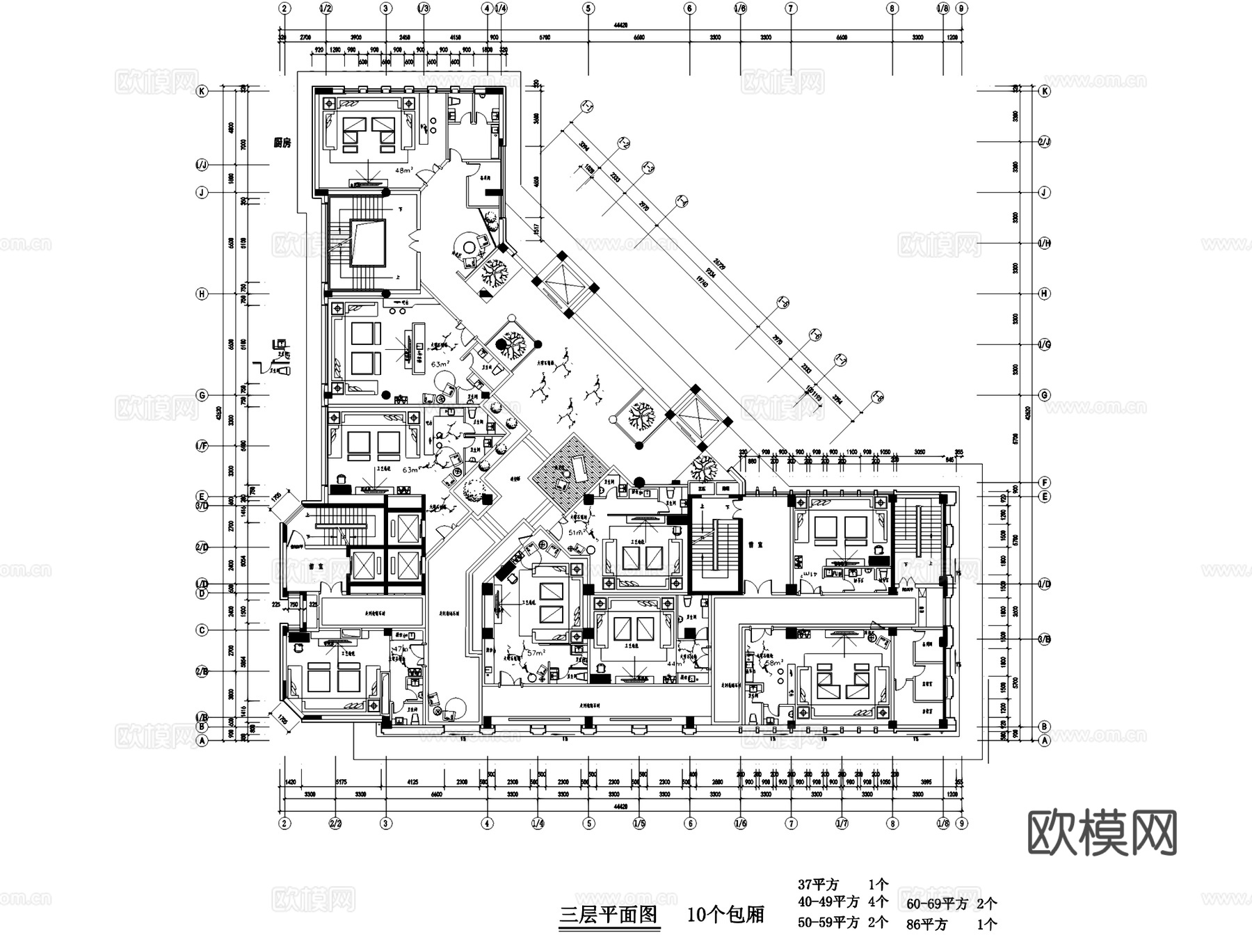 湖州俱乐部会所室内工装平面CAD施工图cad施工图
