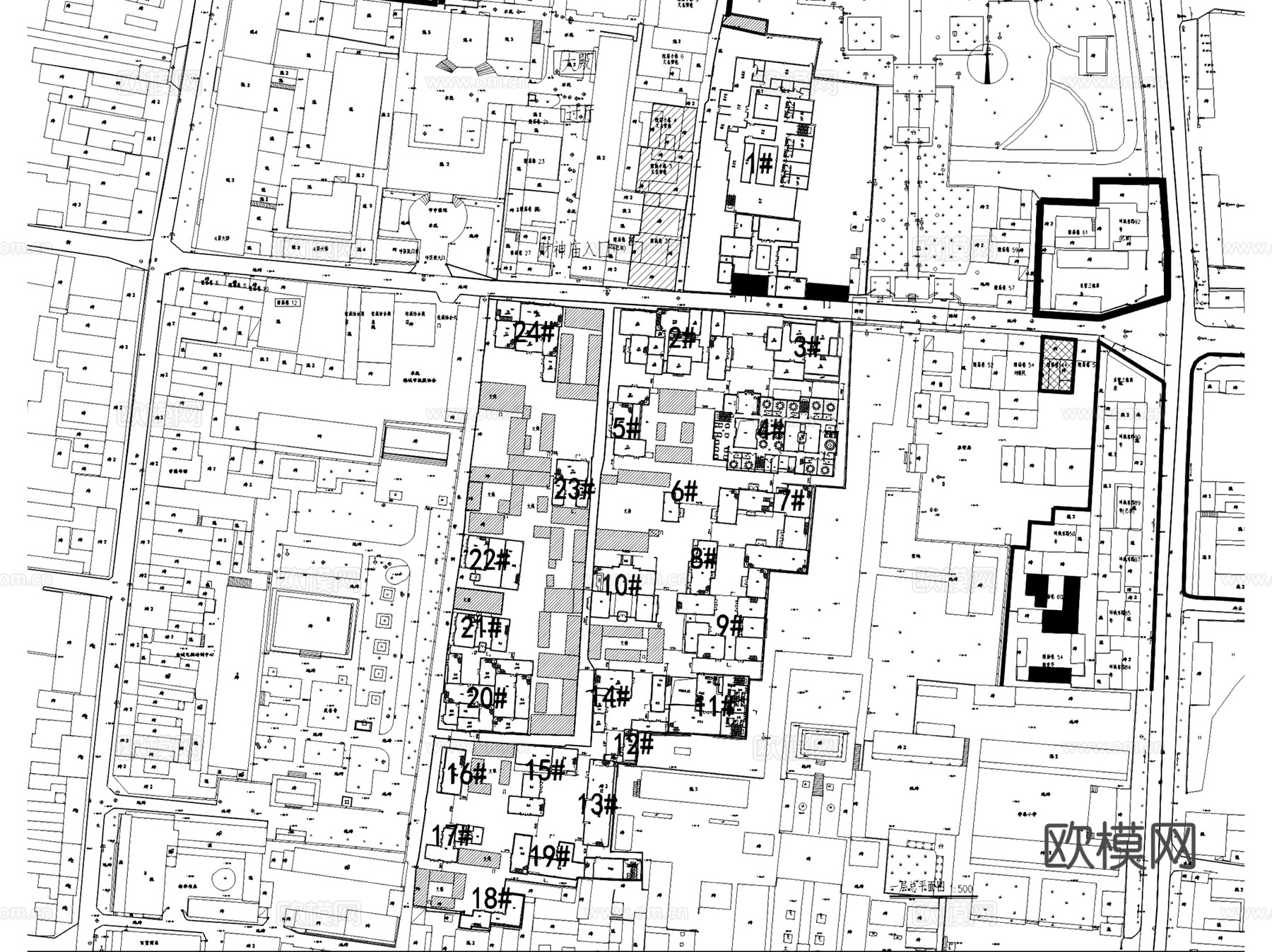 韩城古城南片区历史街区风貌改造建筑规划CAD施工图集+文本cad施工图