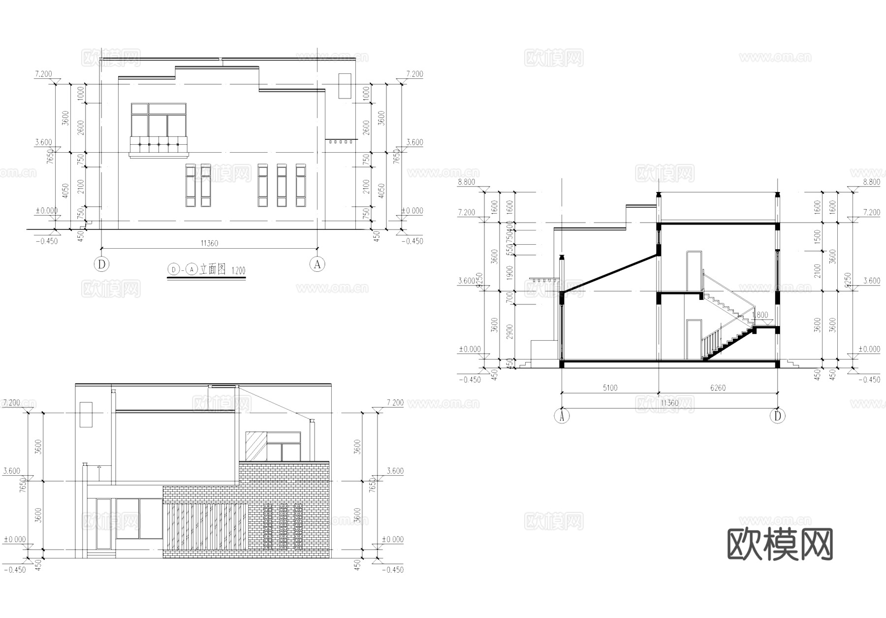二层别墅建筑CAD施工图cad施工图