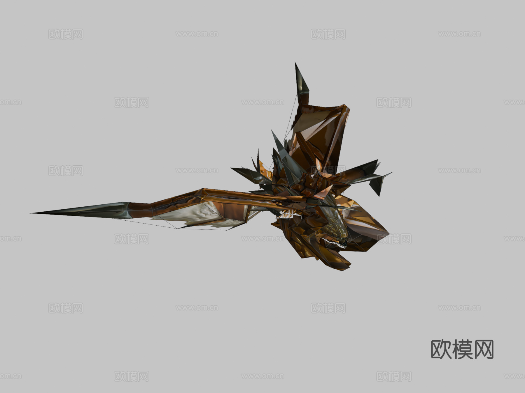 黄金装甲龙3d模型下载（渲染图2）