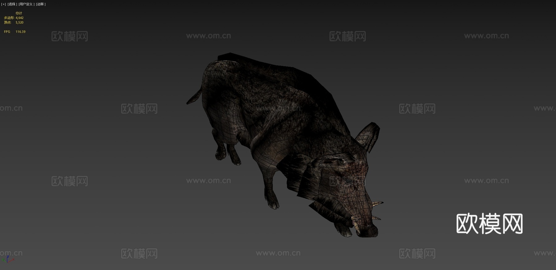 野猪3d模型下载（渲染图4）