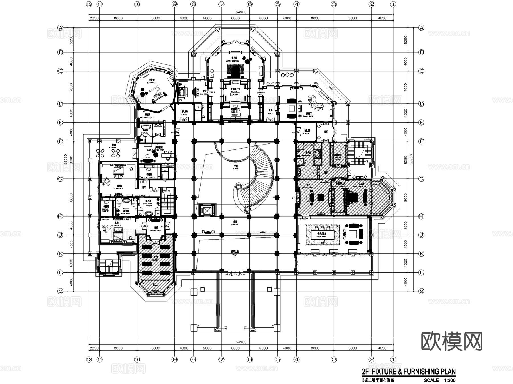 同和文化休闲中心B栋会所室内工装CAD施工图cad施工图