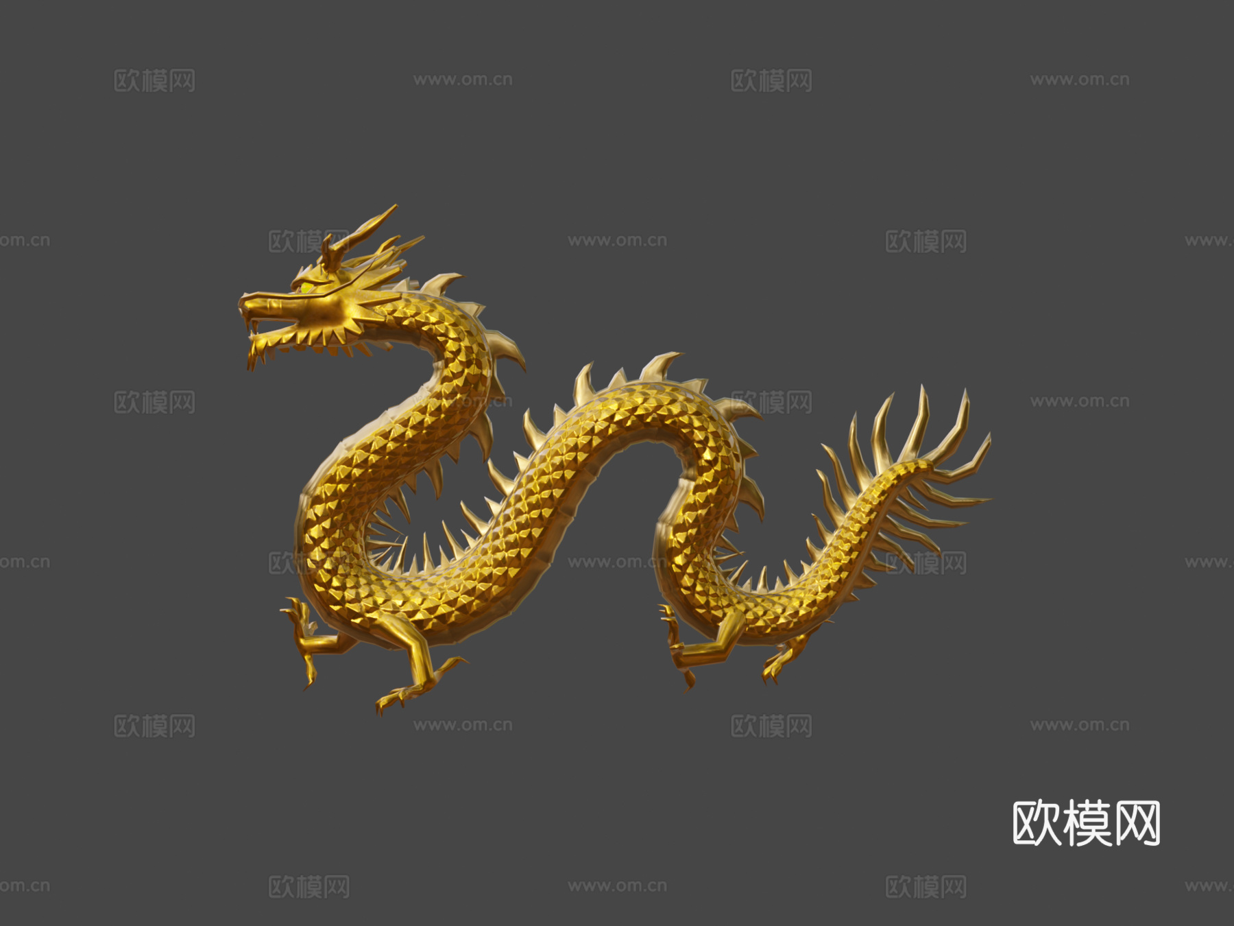 中式黄金龙含PBR工作流程3d模型下载（渲染图8）