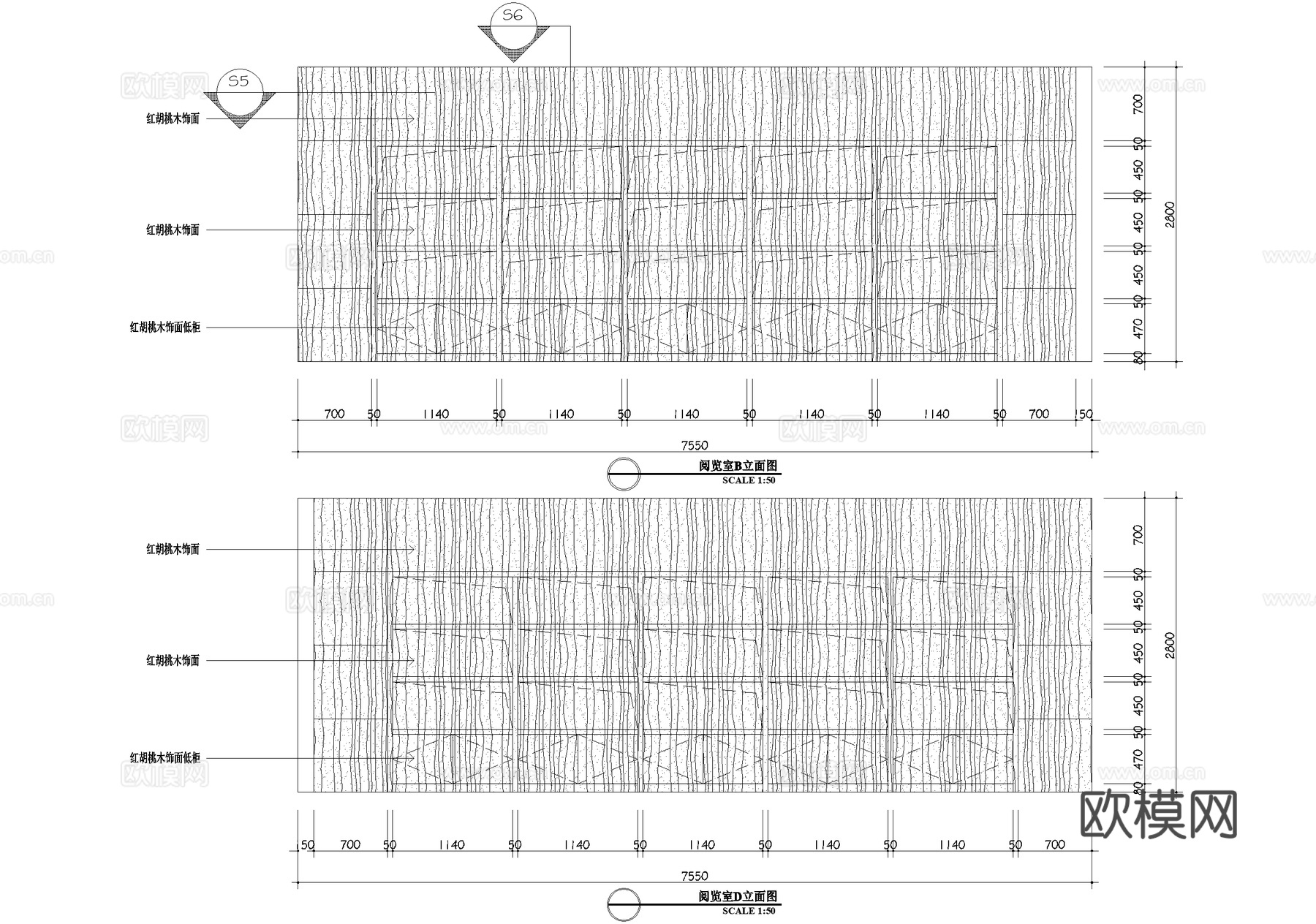 电子阅档室图书室CAD施工图cad施工图下载（渲染图6）