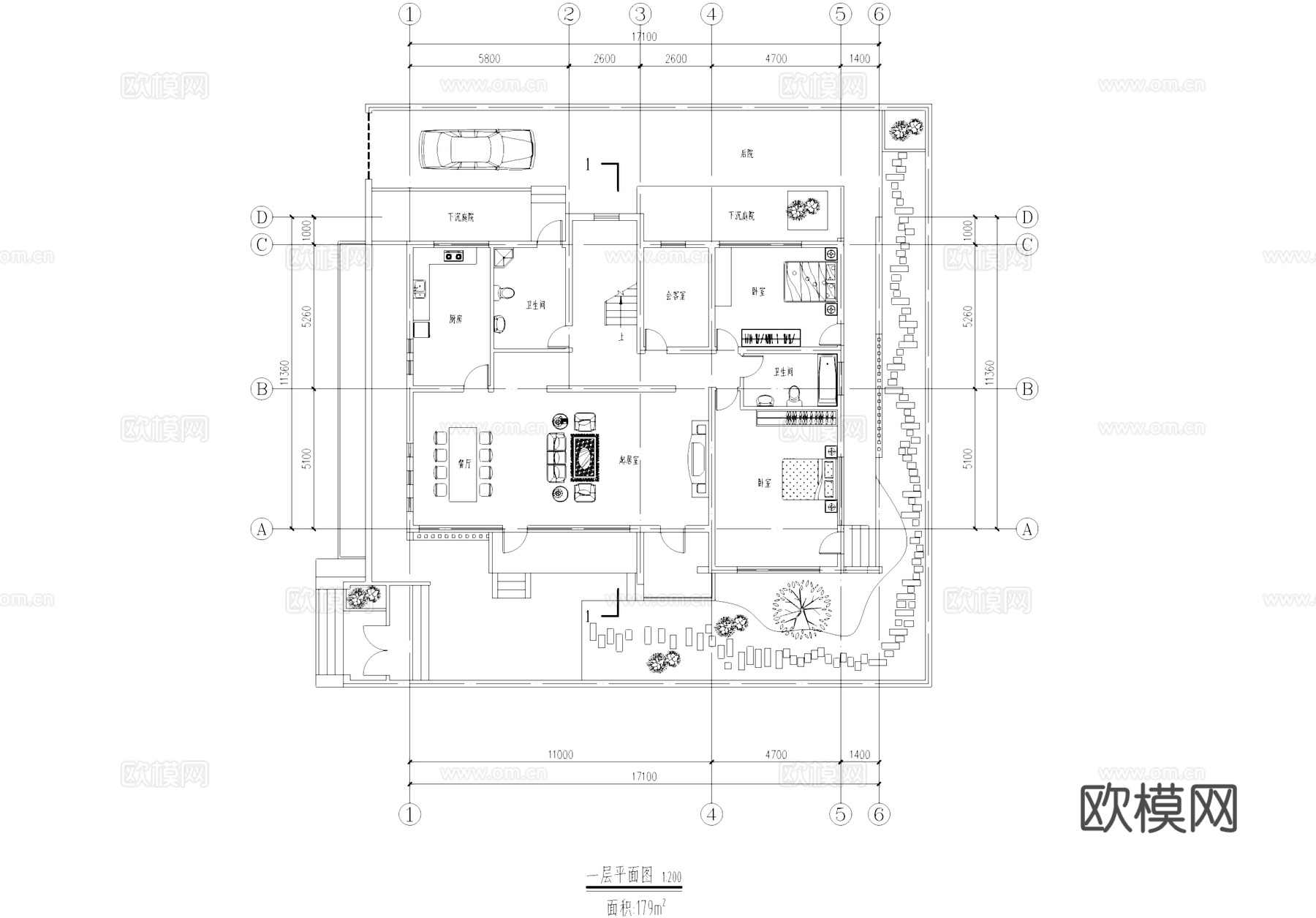 二层别墅建筑CAD施工图cad施工图