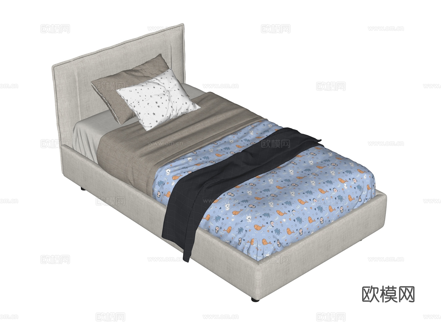 床 单人床 儿童床su模型