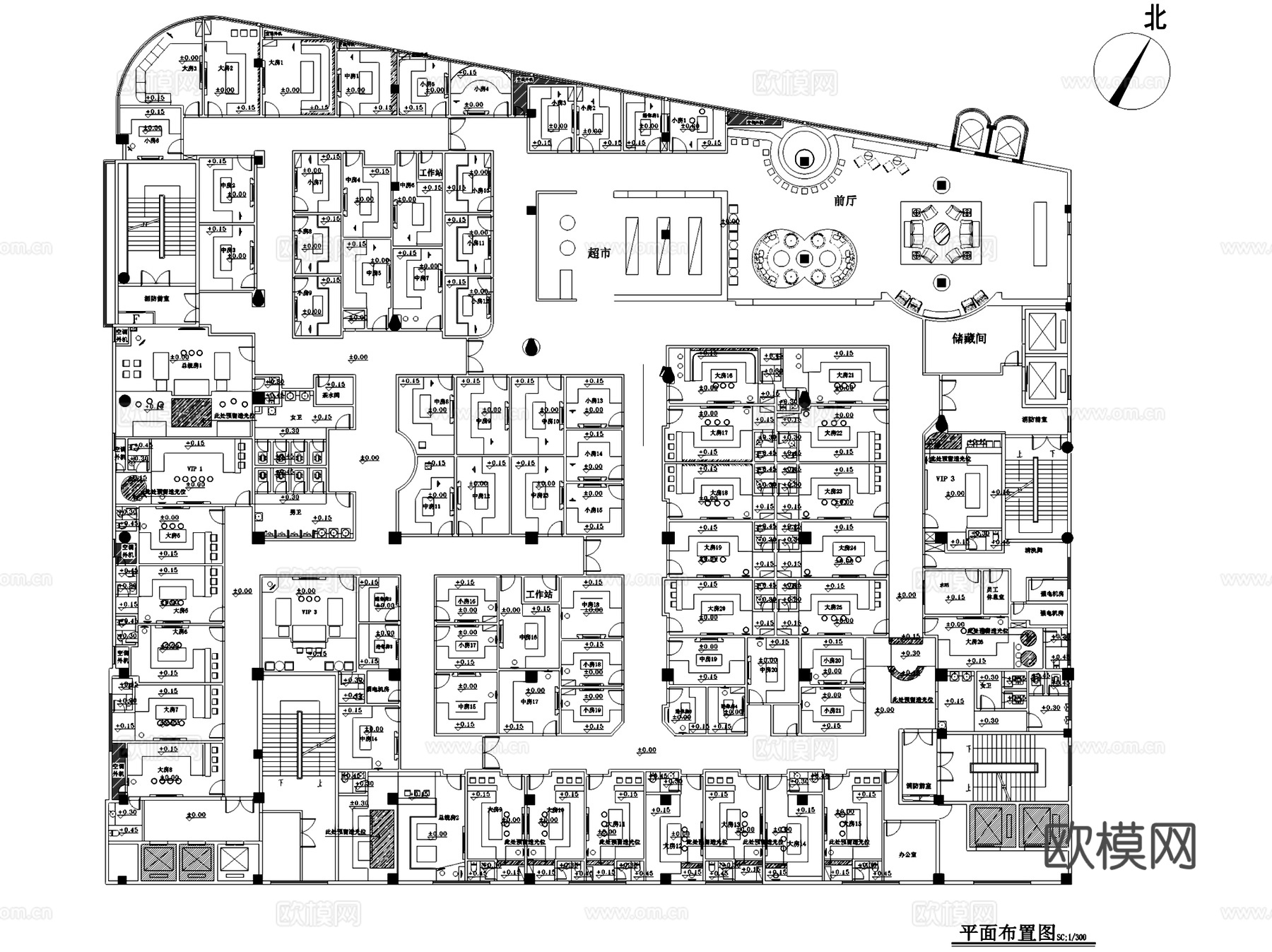 欢乐壹佰卡拉OK厅KTV室内工装CAD施工图cad施工图下载（渲染图3）