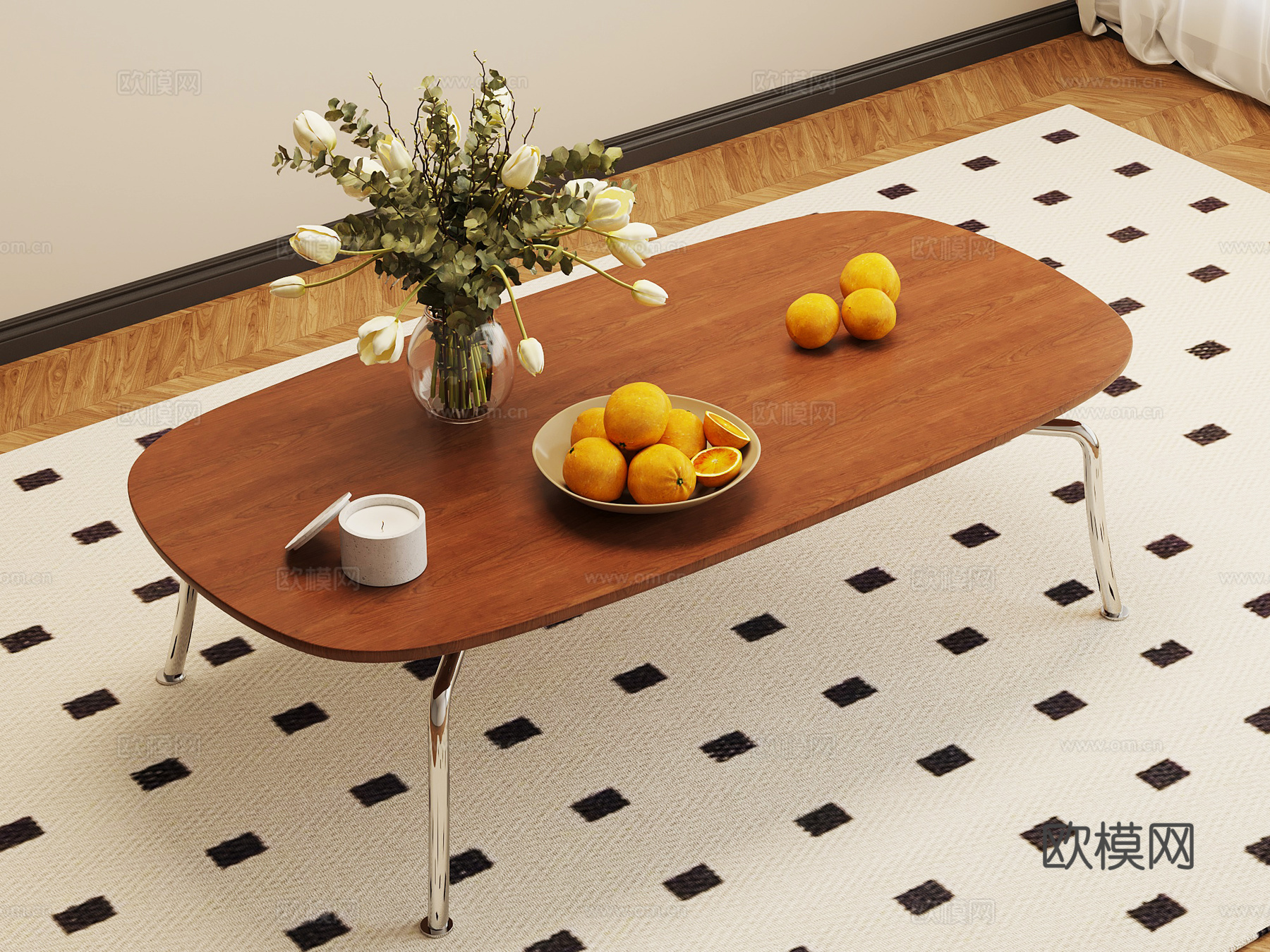 法式中古茶几su模型