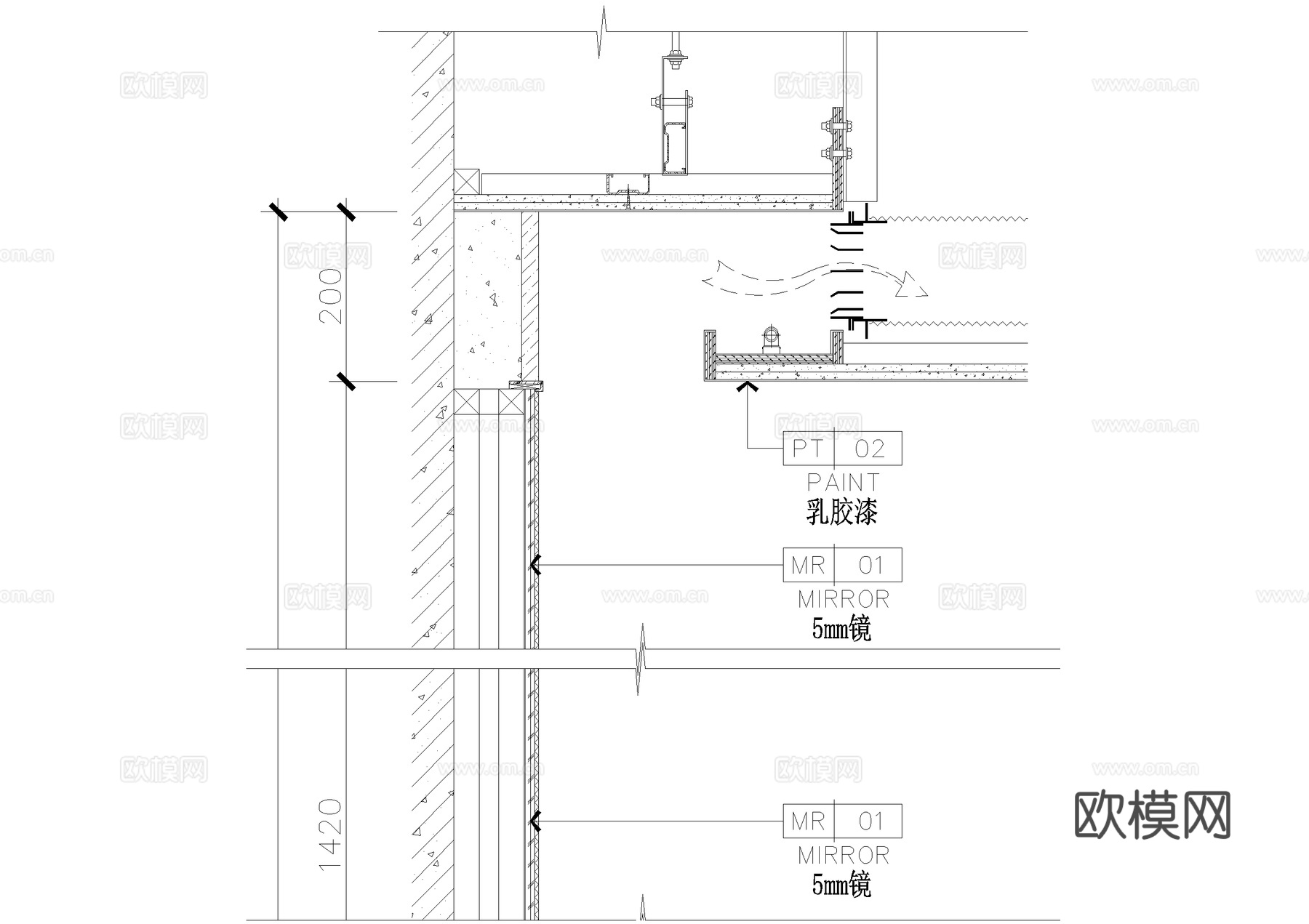 洗手台洗手池洗手盆小便器小便池大样镜子卫生间节点CADcad施工图下载（渲染图4）