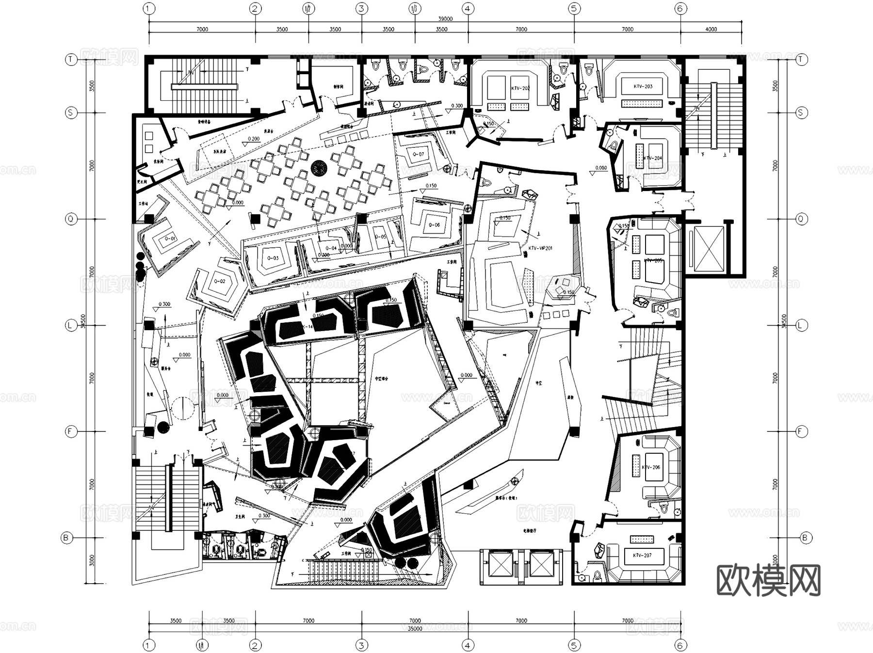 晋城方程9+1酒吧舞厅KTV室内工装CAD施工图cad施工图