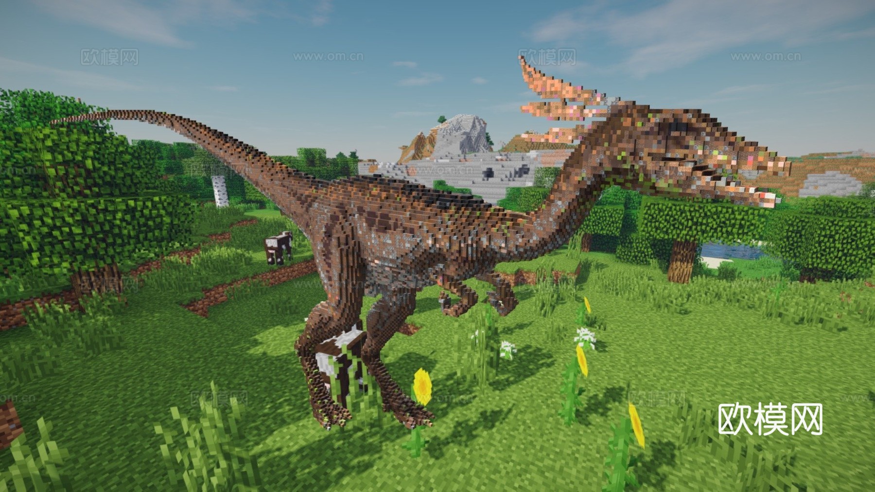 我的世界迅猛龙建造示意图3d模型