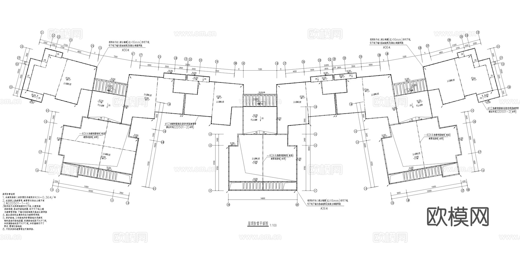 医院宿舍 建筑电气 弱电图 系统图 基础接地防雷消防 CADcad施工图下载（渲染图4）