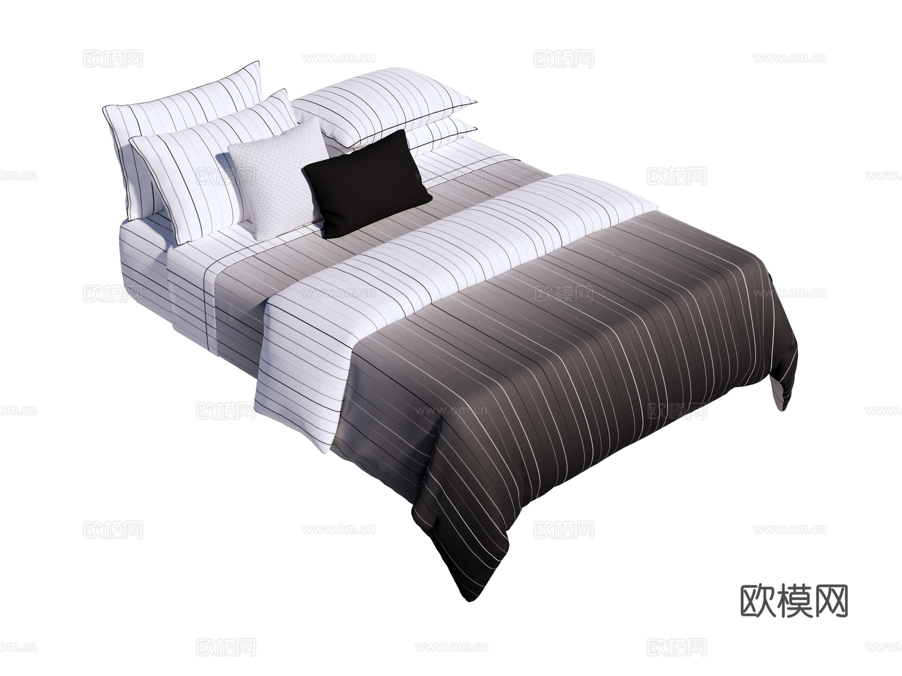 床 双人床 床上四件套su模型