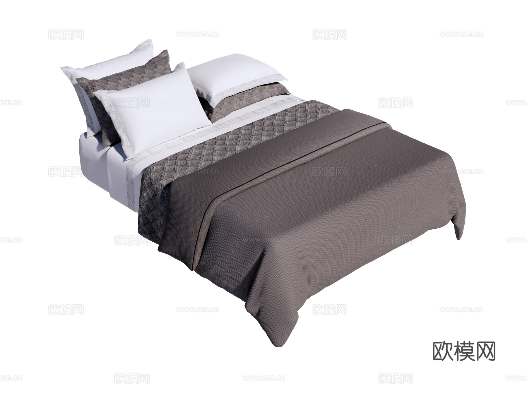 床 双人床 床上四件套su模型