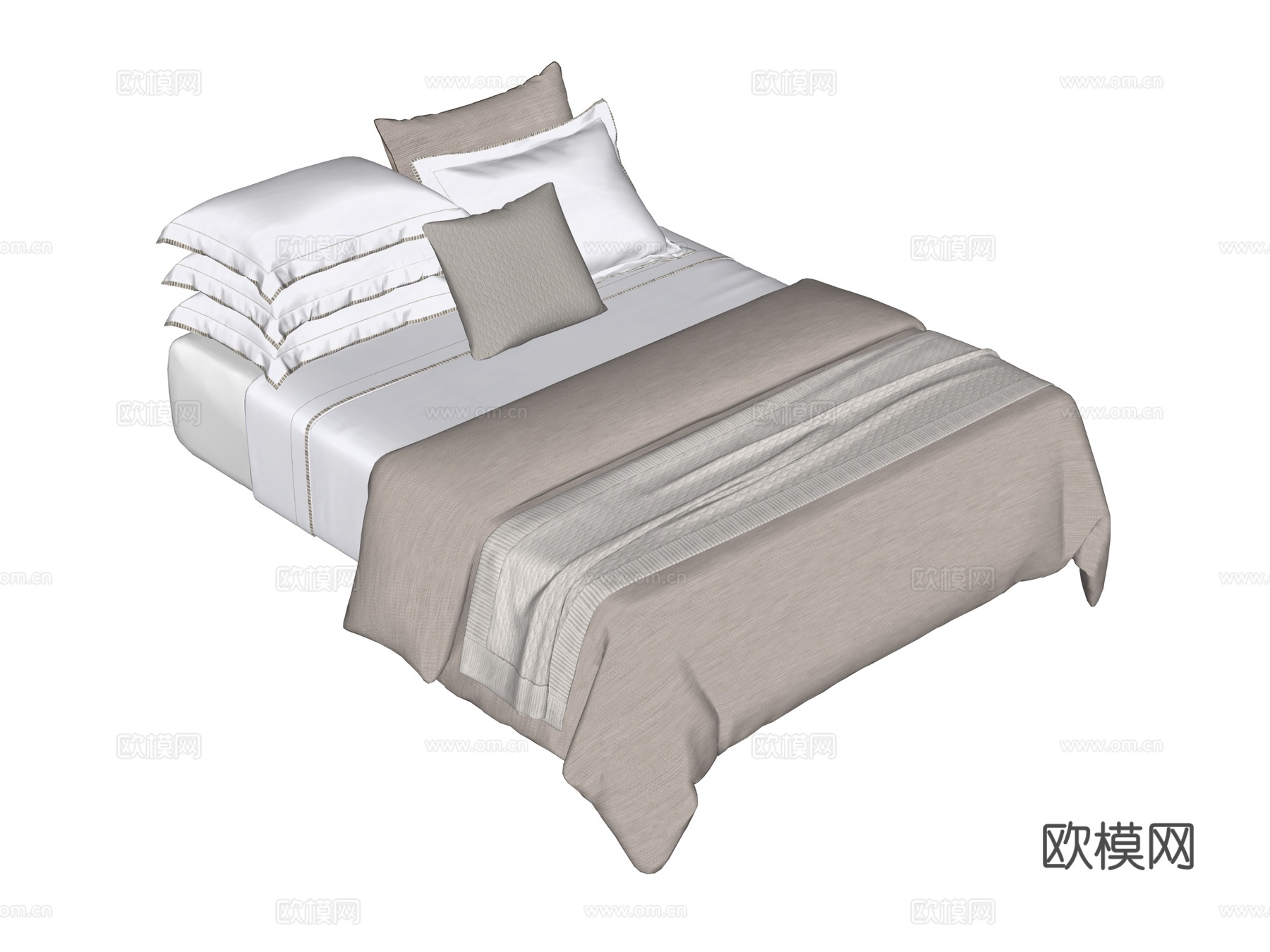 床 双人床 床上四件套su模型