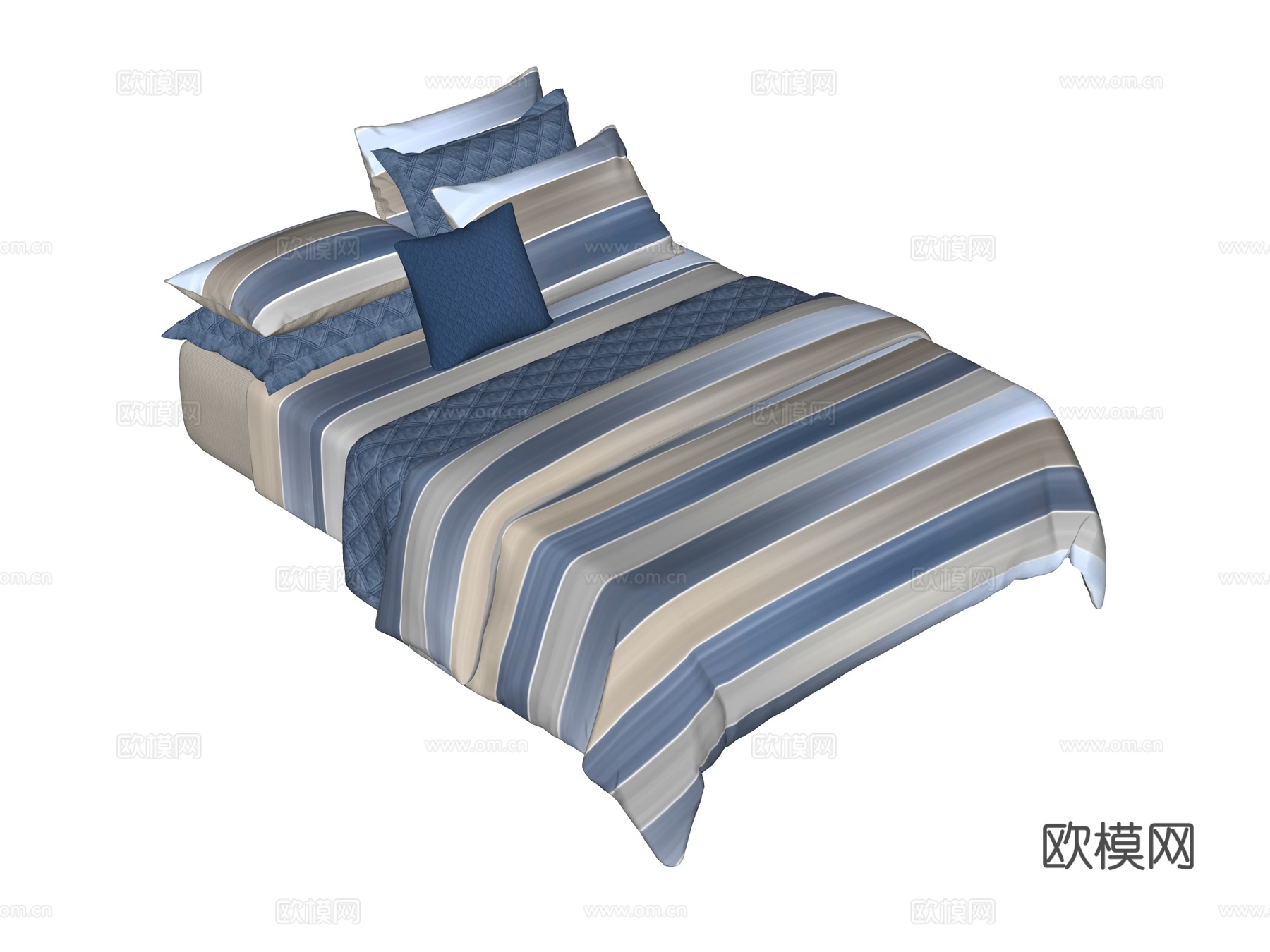 床 双人床 床上四件套su模型