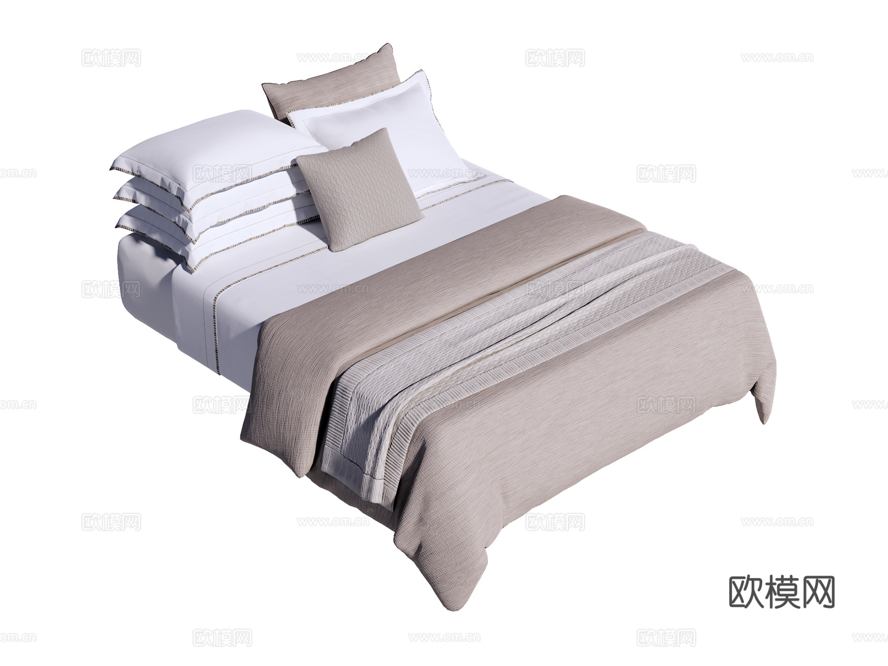 床 双人床 床上四件套su模型