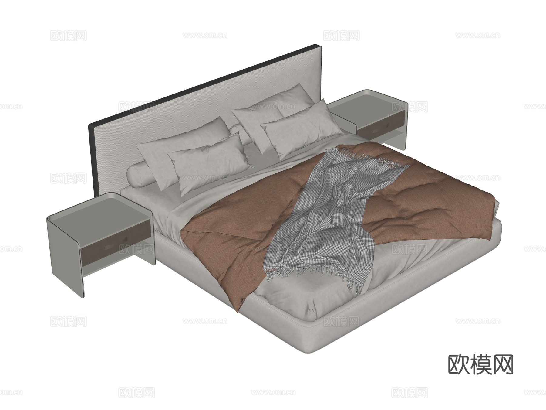 床 双人床 现代床su模型