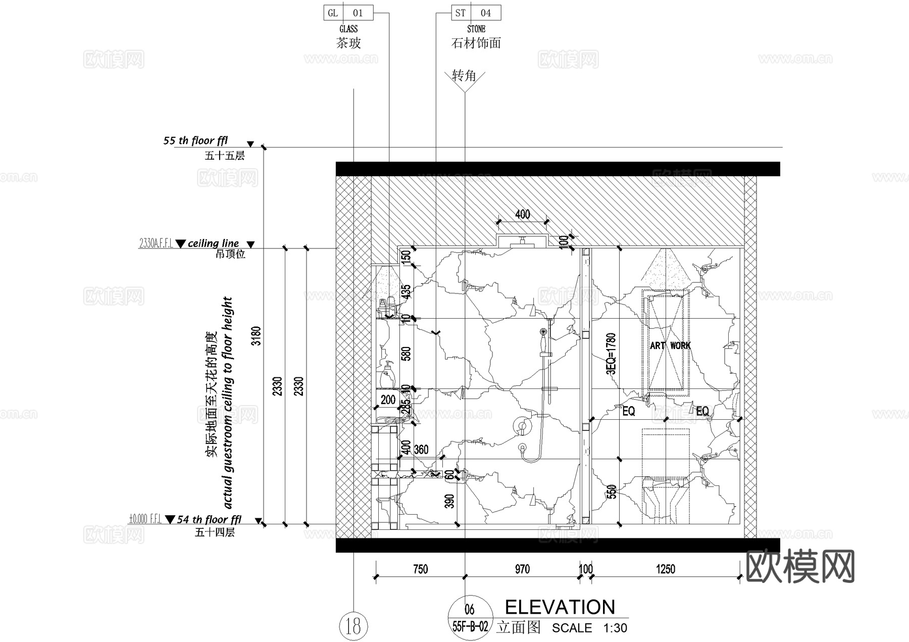 主卧干湿分离卫生间室内家装 CADcad施工图