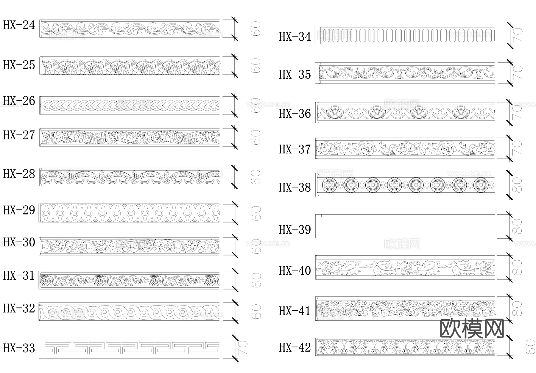 线条套线顶线腰线脚线花线装饰线CAD图库cad施工图