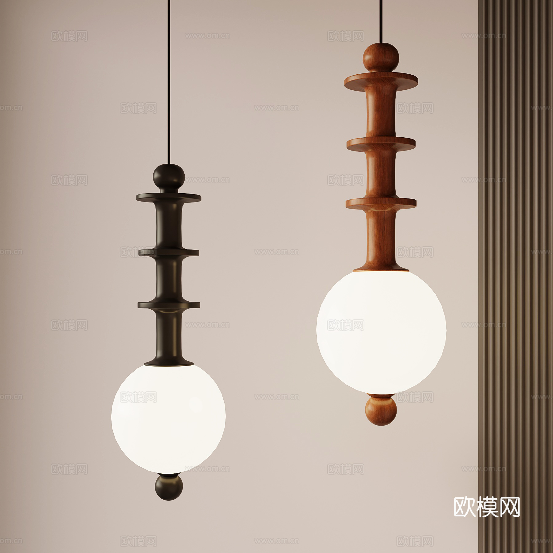 中古复古吊灯 鱼线吊灯su模型