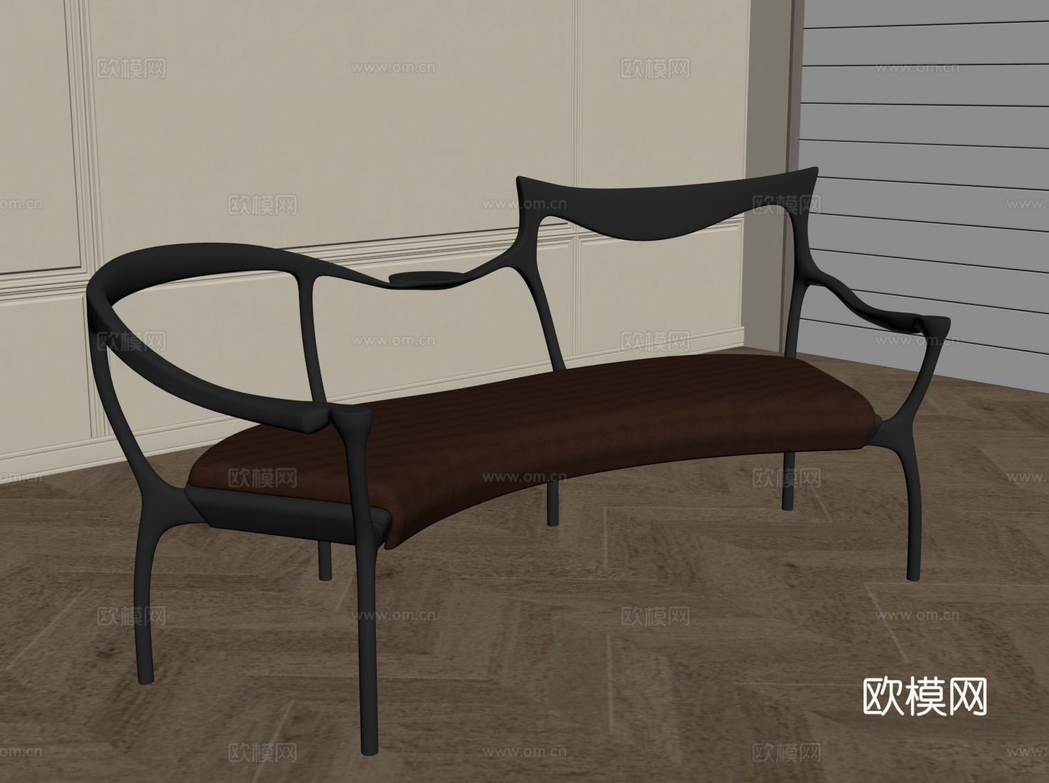 现代意式贵妃椅 法式复古贵妃椅su模型下载（渲染图2）