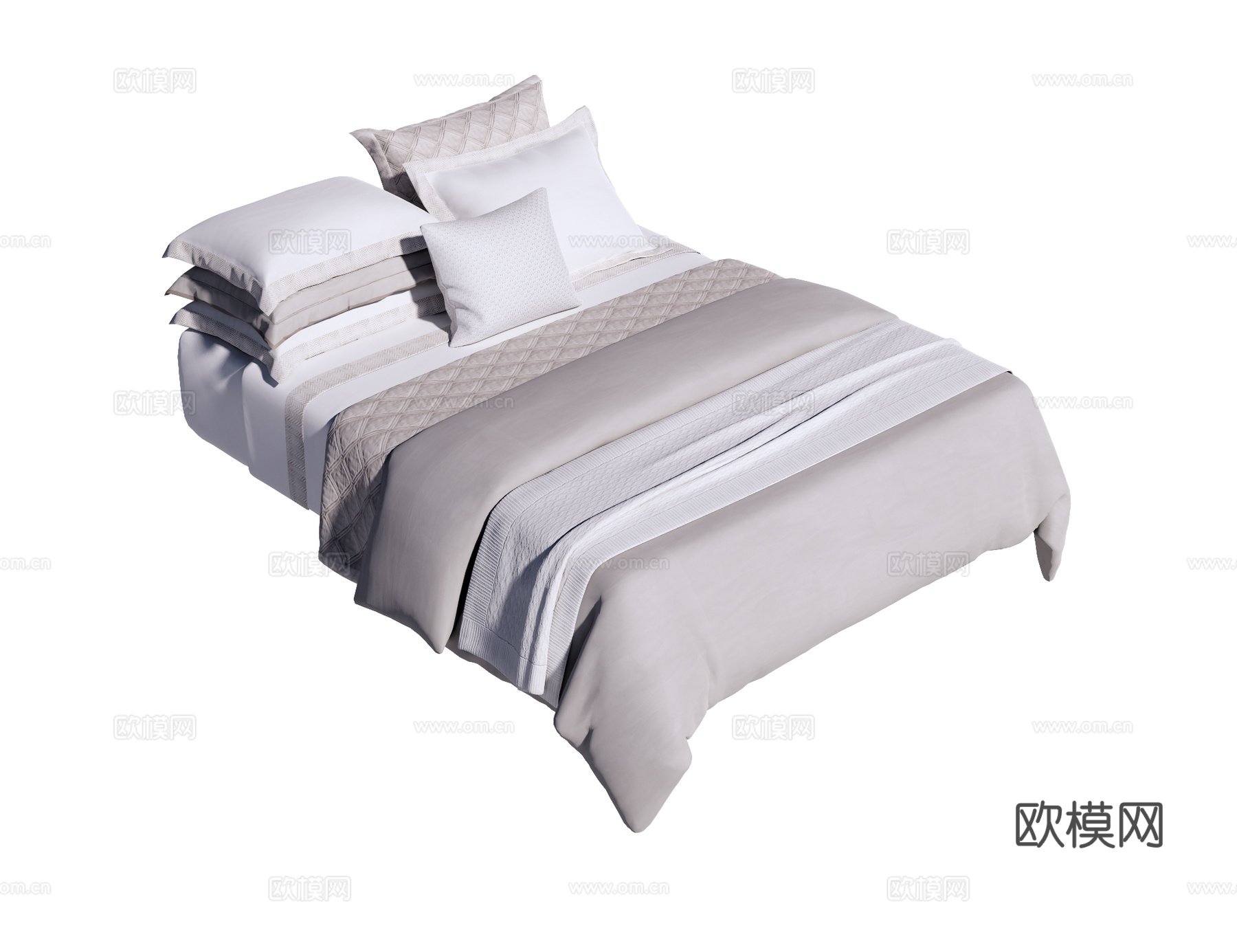 床 双人床 床上四件套su模型