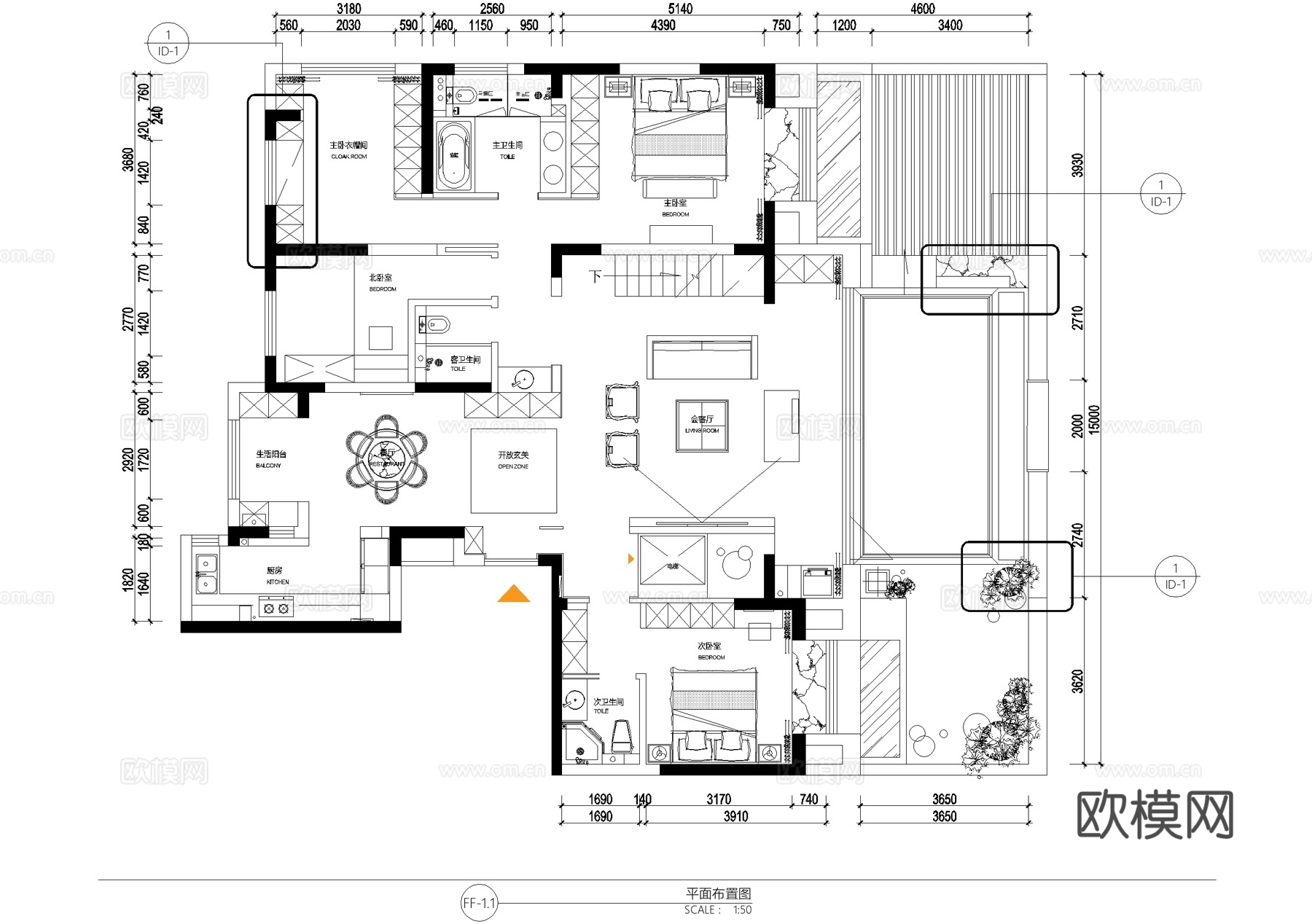 别墅平面系统图 户型图 吊顶图 水电图 CAD施工图cad施工图