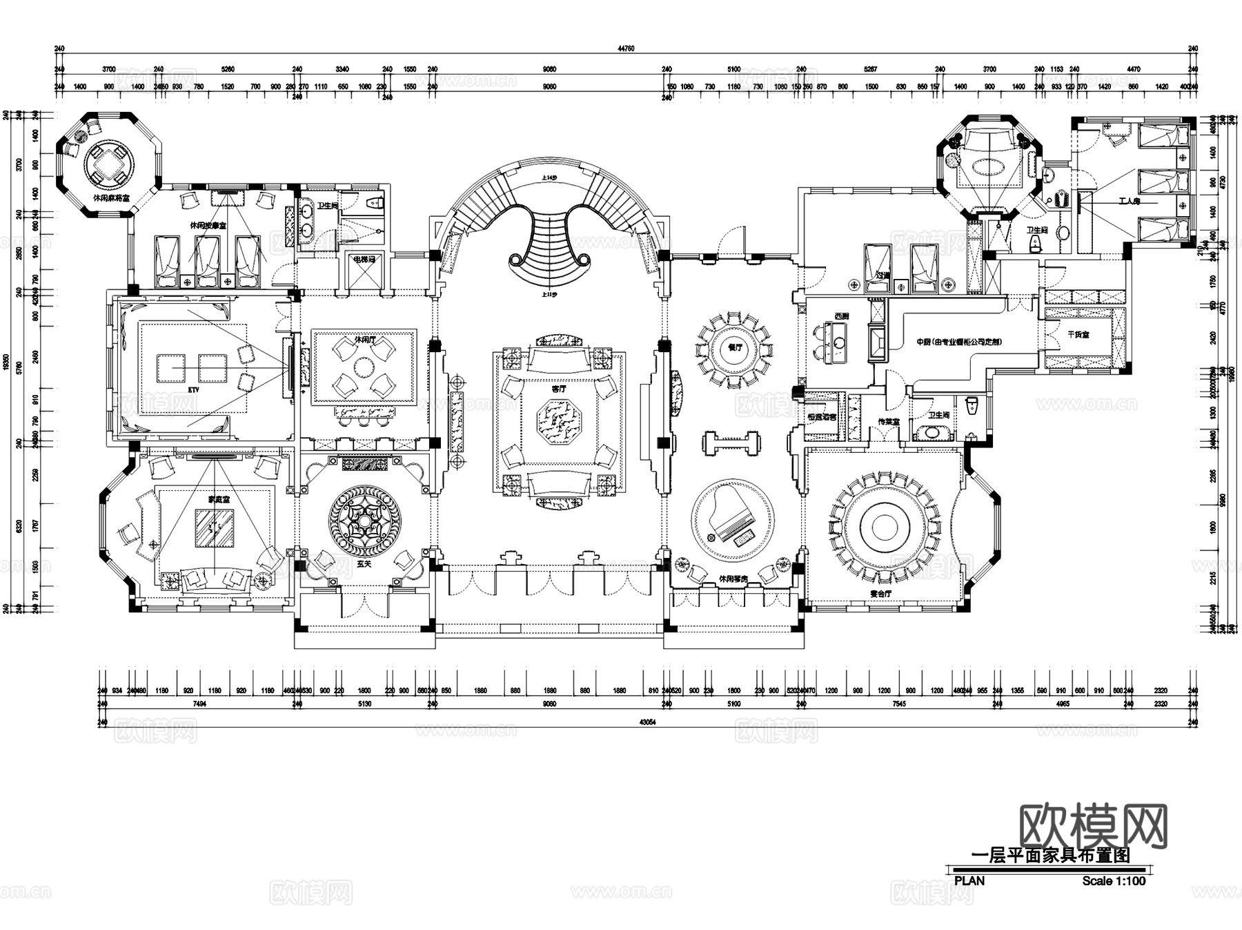永川兰乔圣菲26栋会所室内工装CAD施工图cad施工图