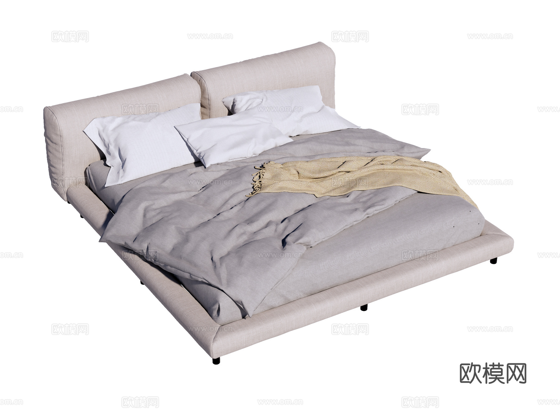 床 双人床 现代床su模型下载（渲染图1）