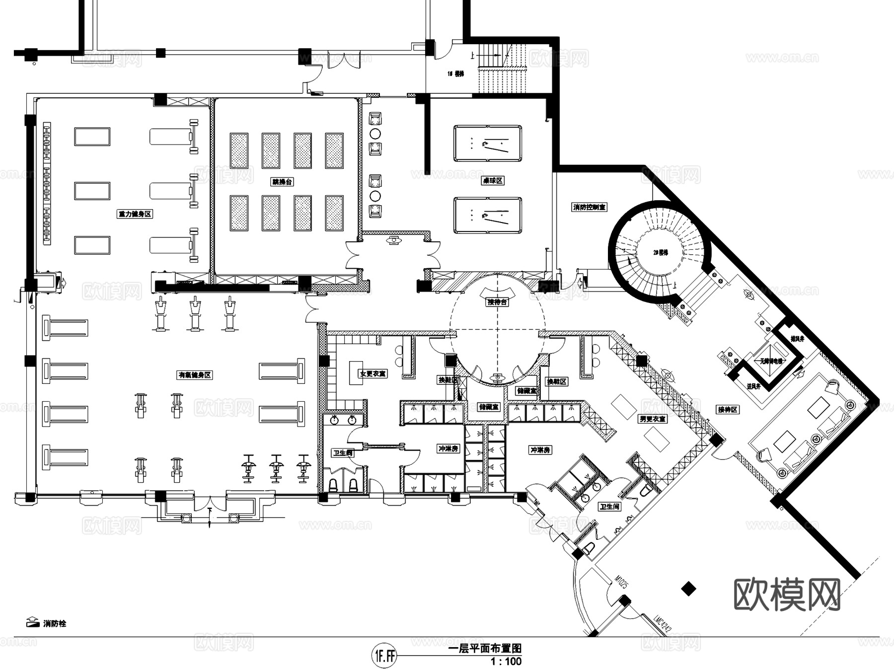 绿城乌鲁木齐丁香花园会所室内工装CAD施工图cad施工图