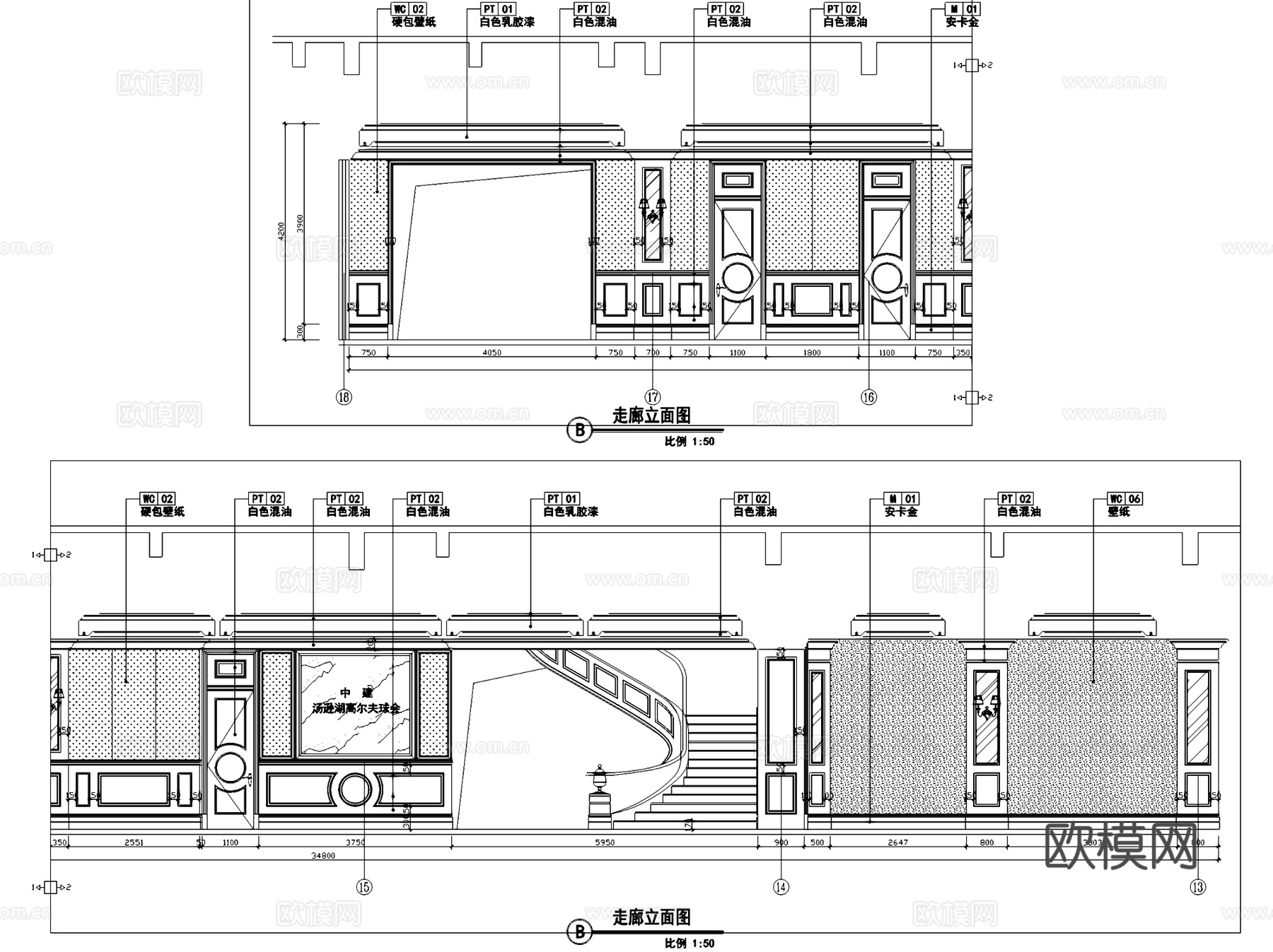 武汉汤逊湖高尔夫球会会所室内工装CAD施工图cad施工图