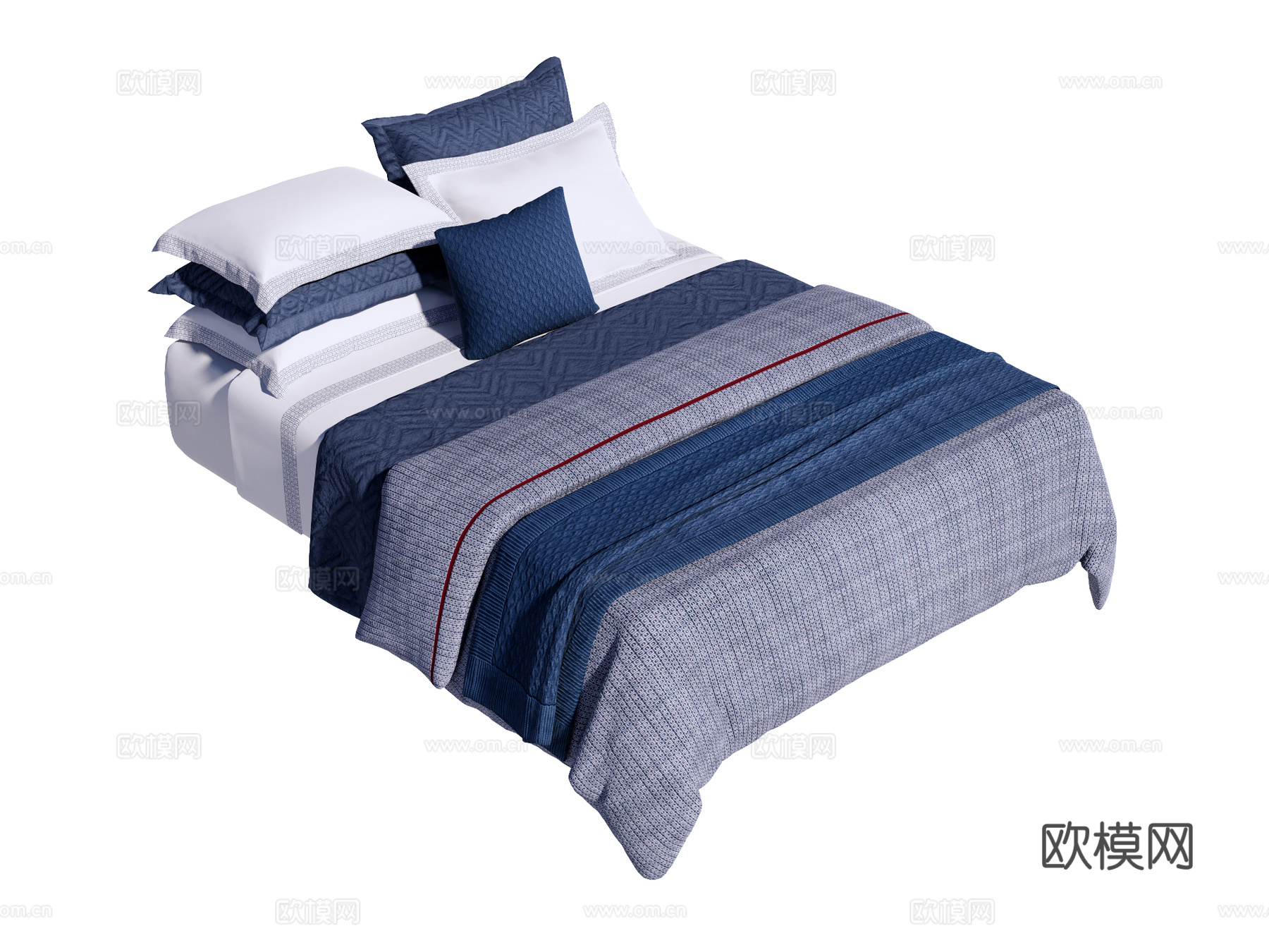 床 双人床 床上四件套su模型