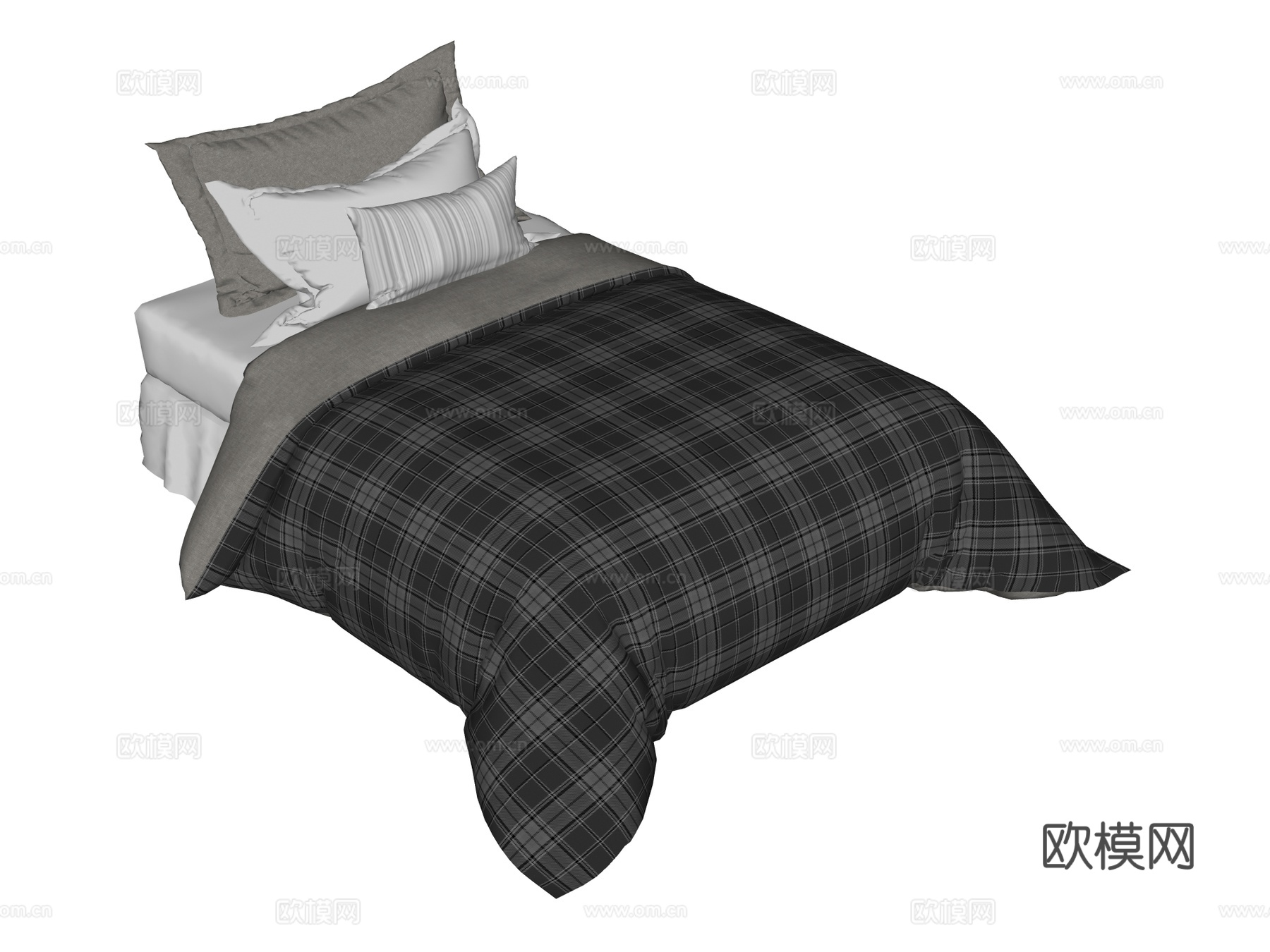 床 单人床su模型