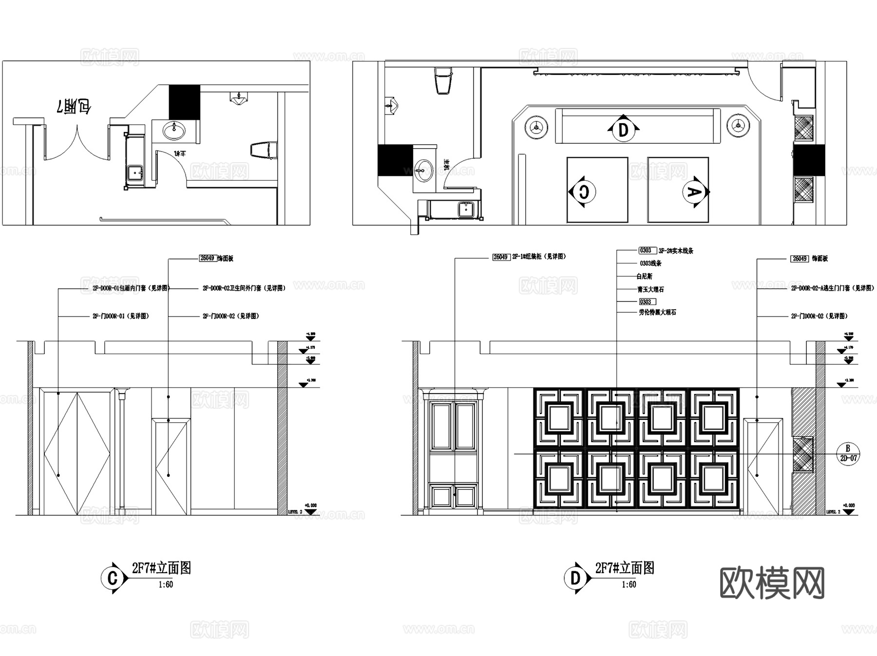 欧式福清KTV会所室内工装CAD施工图cad施工图
