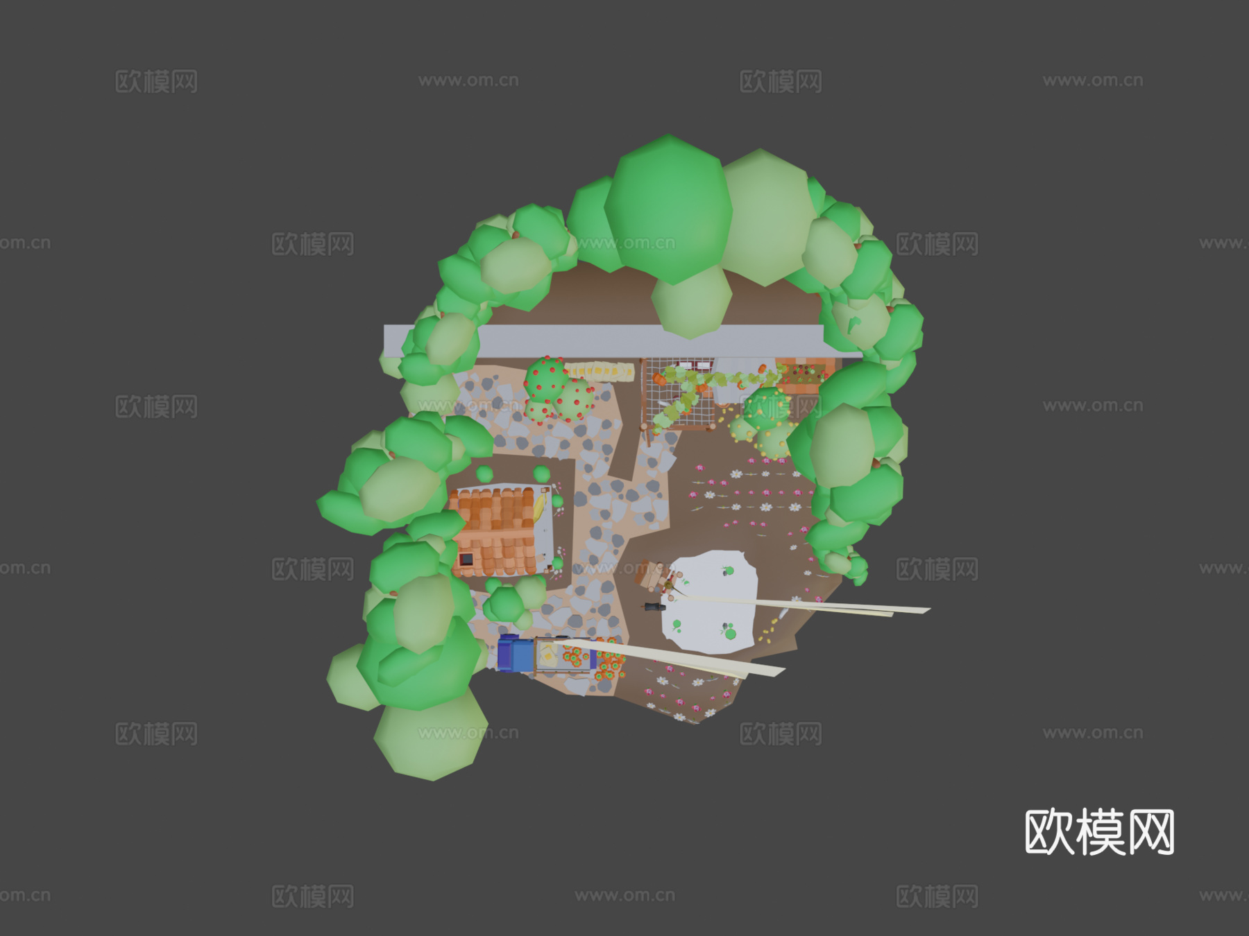 低多边形农场3d模型