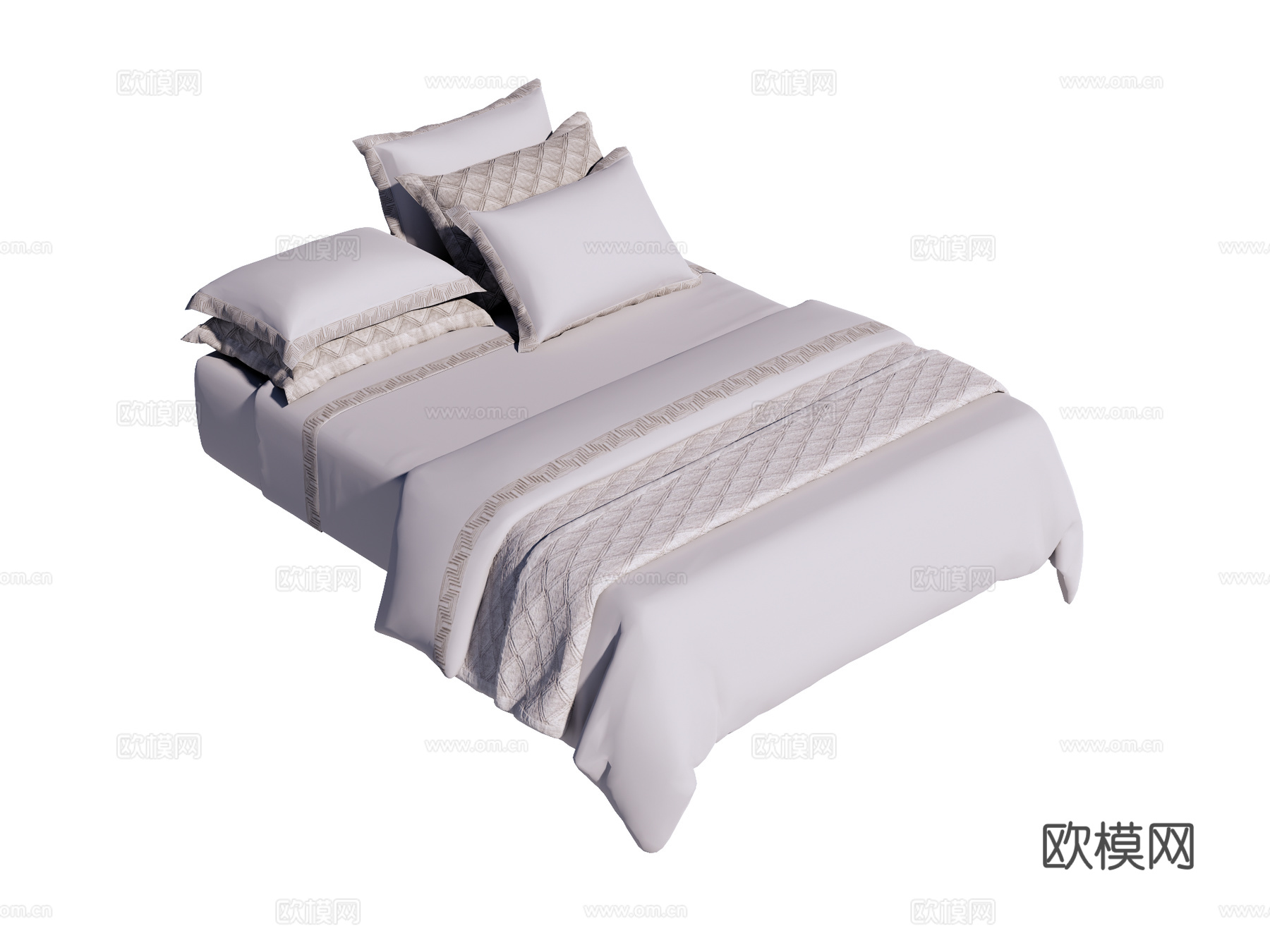 床 双人床 床上四件套su模型