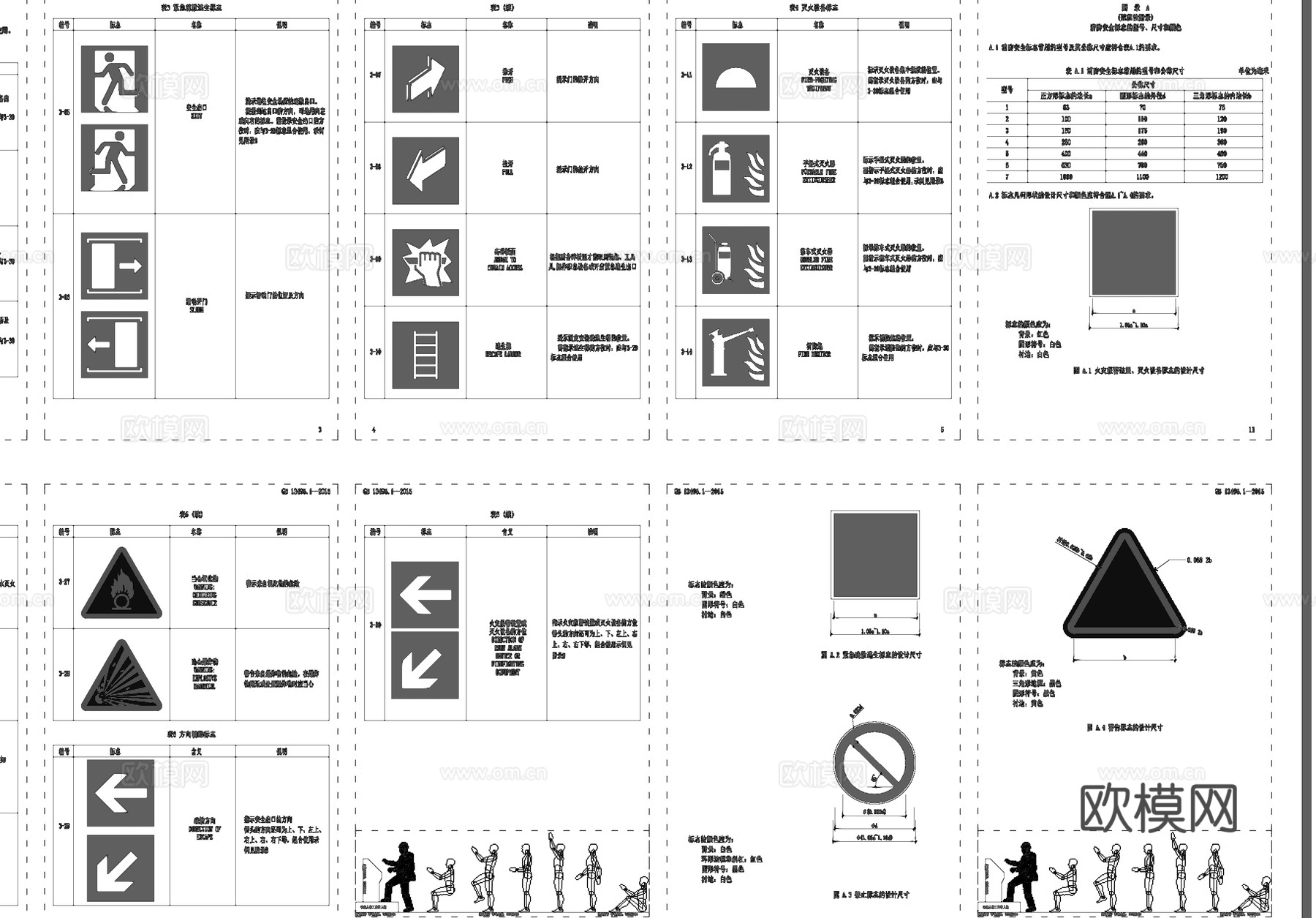 消防安全标志图例图标图库cad施工图下载（渲染图3）