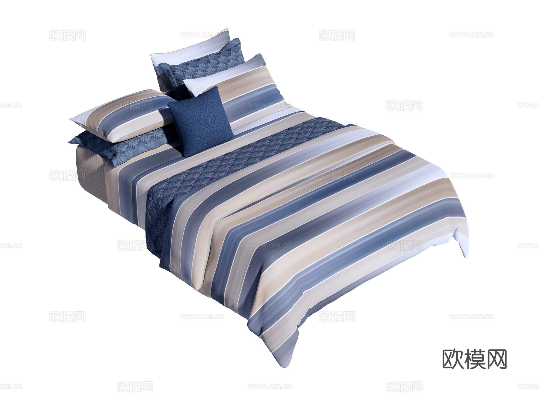 床 双人床 床上四件套su模型