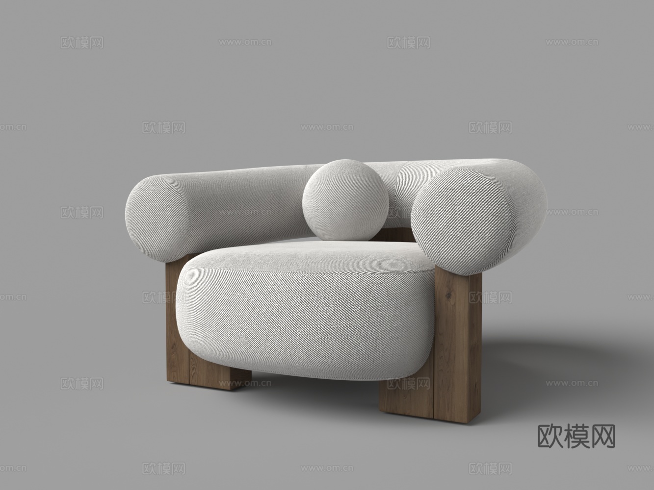 现代布艺单人沙发3d模型下载