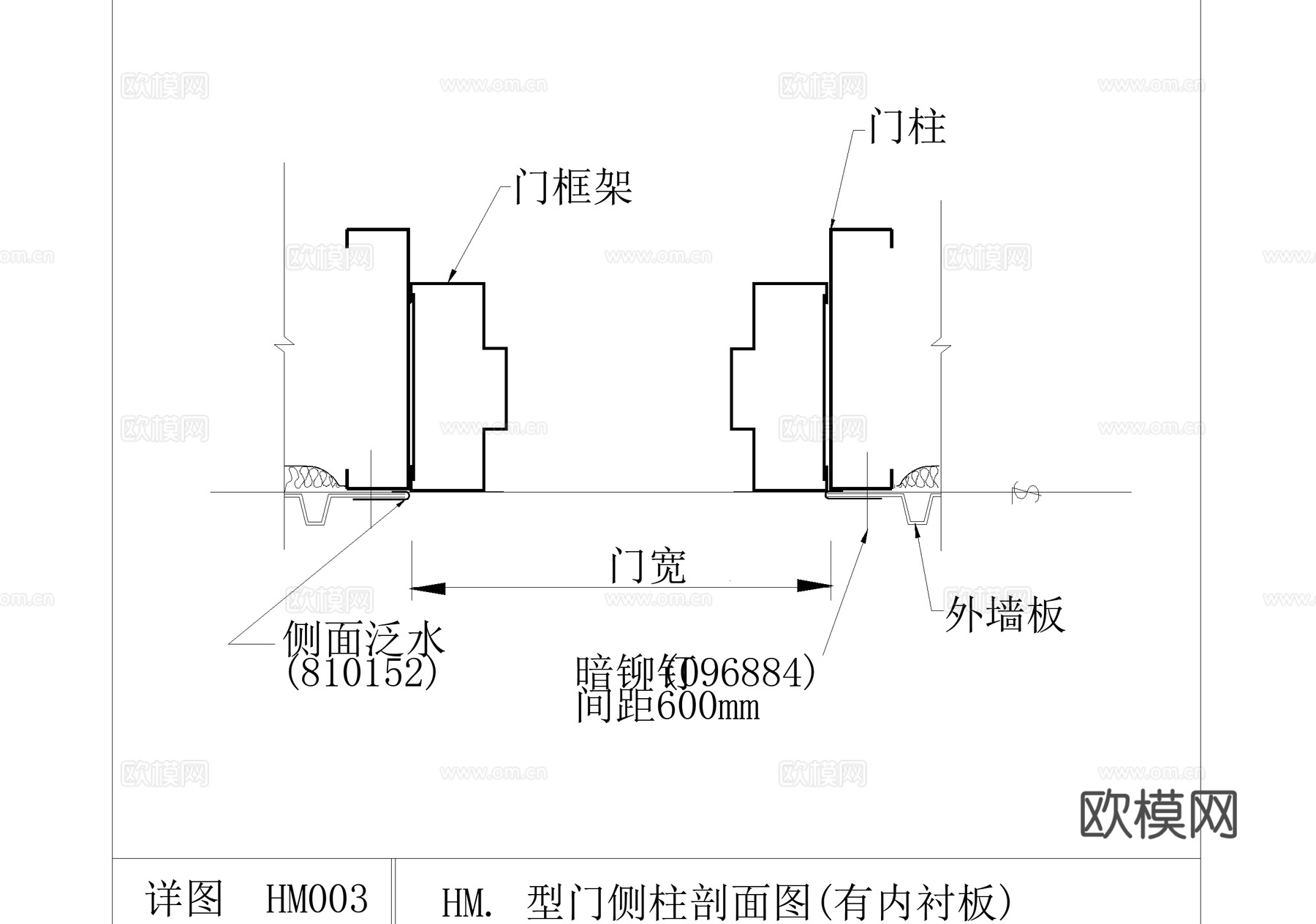 HM型门安装详图 CAD施工图cad施工图