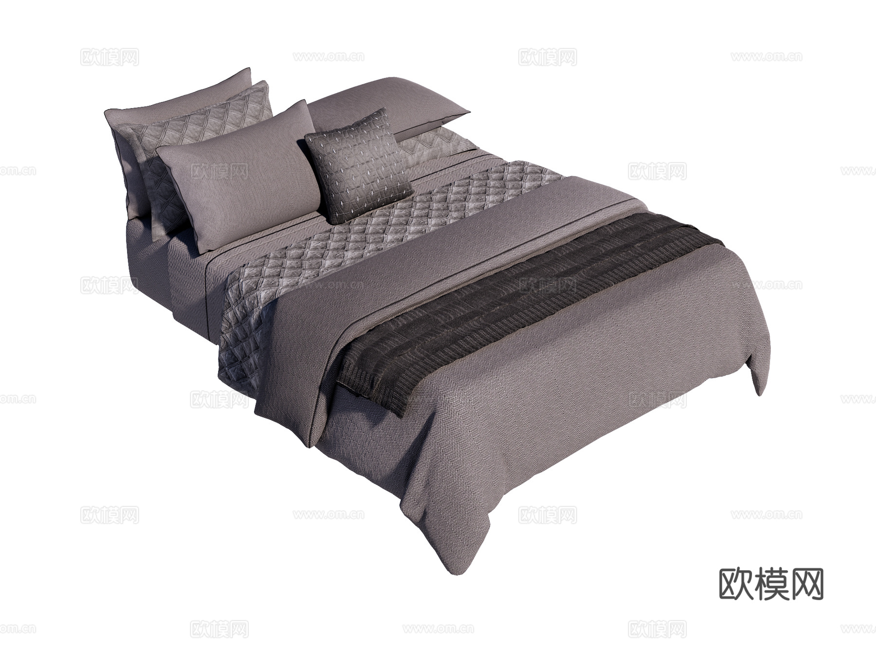 床 双人床 床上四件套su模型