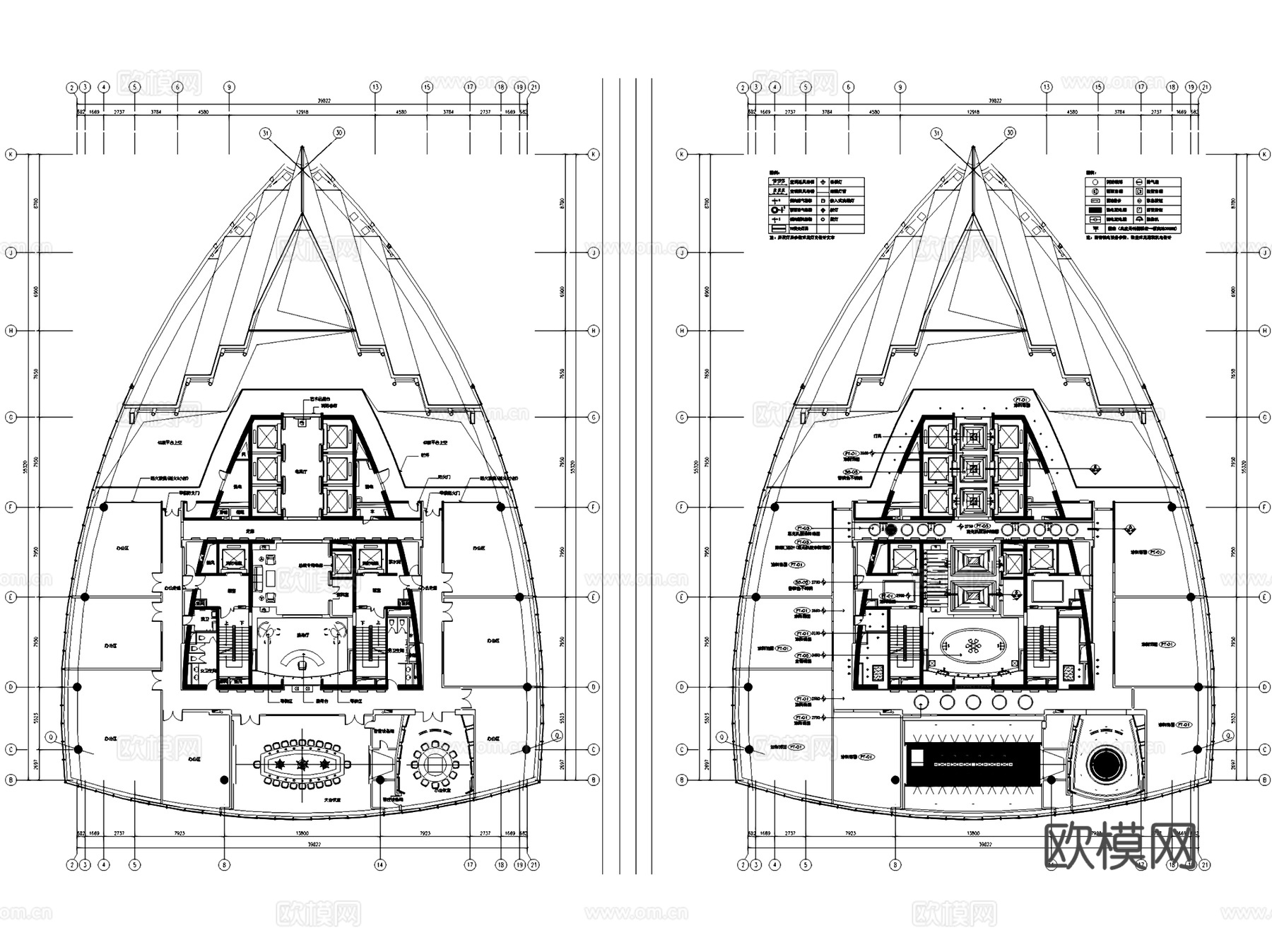 中融碧玉蓝天办公楼总裁会所室内工装CAD施工图cad施工图