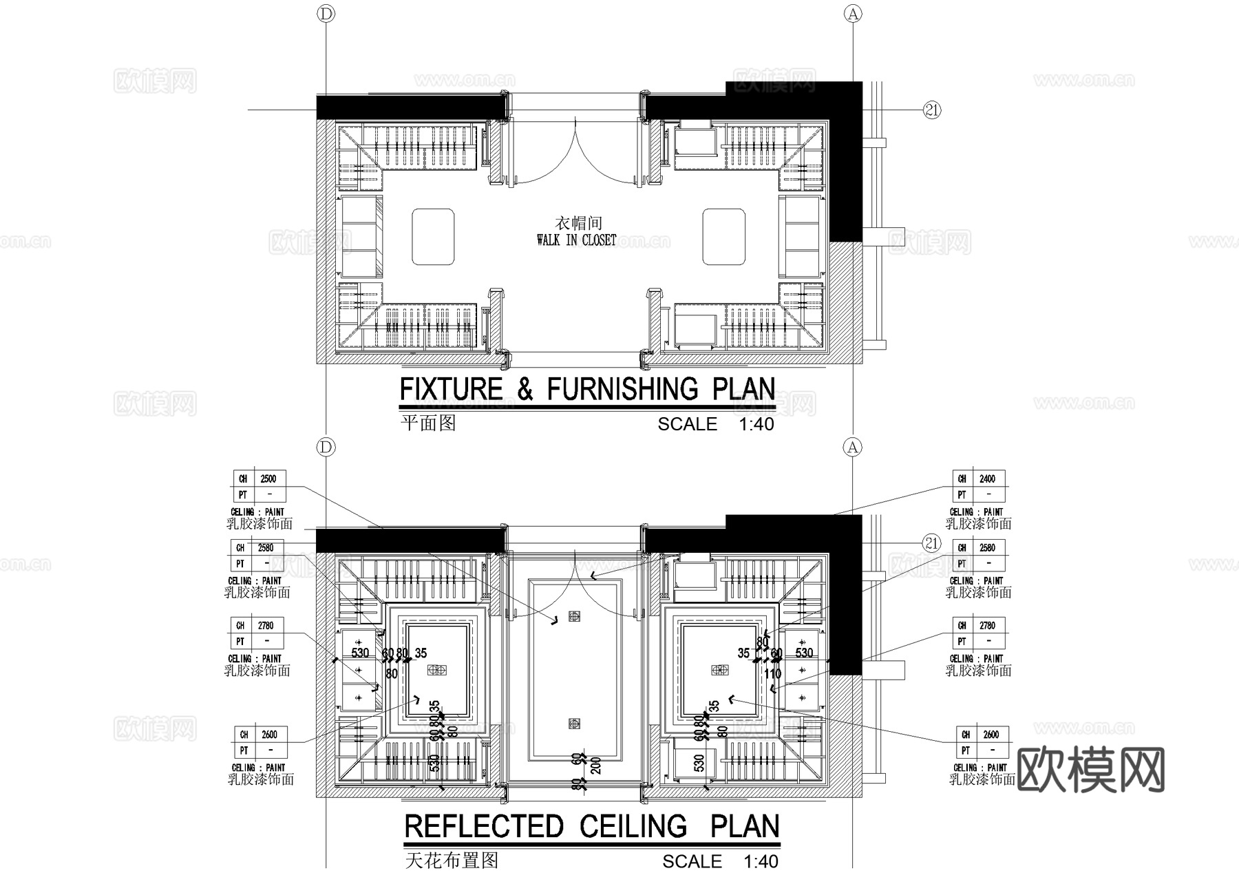 室内家装衣帽间 CAD施工图cad施工图