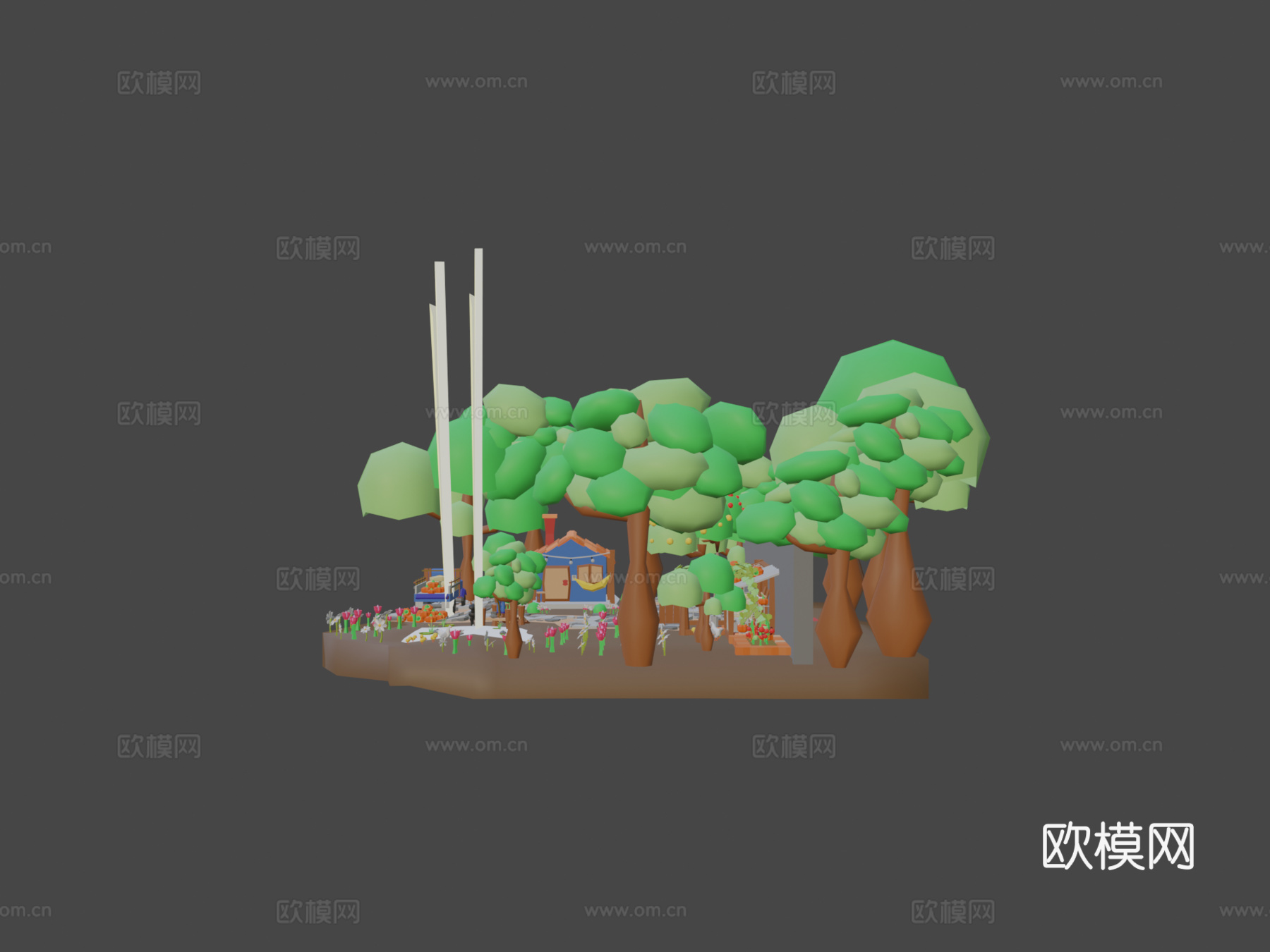 低多边形农场3d模型