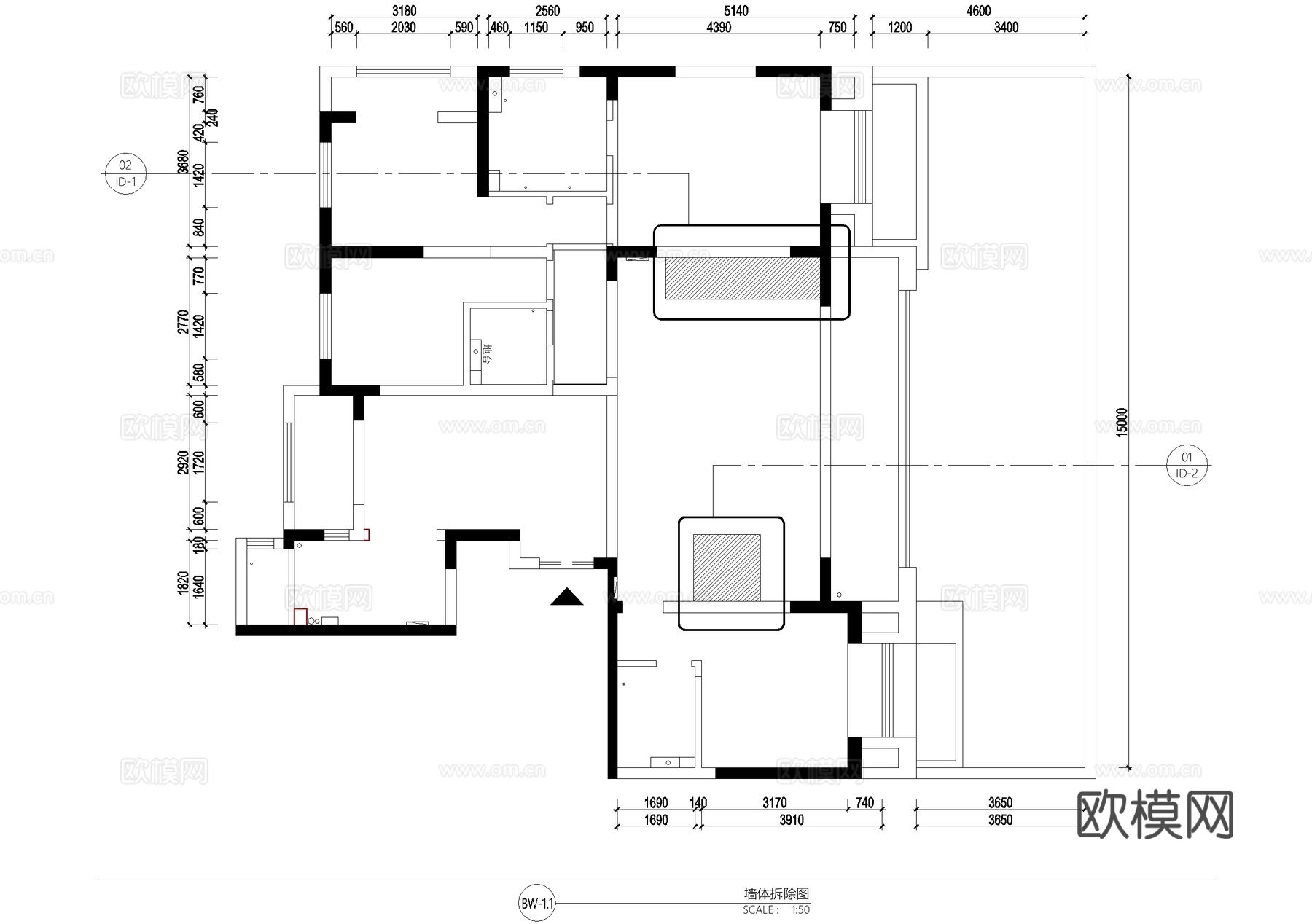 别墅平面系统图 户型图 吊顶图 水电图 CAD施工图cad施工图